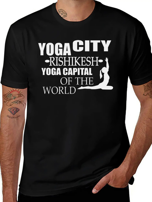 Yoga City Rishikesh Yoga Capital Of The World Lightweight Cotton T-Shirt – Daily Comfort Graphic Shirt