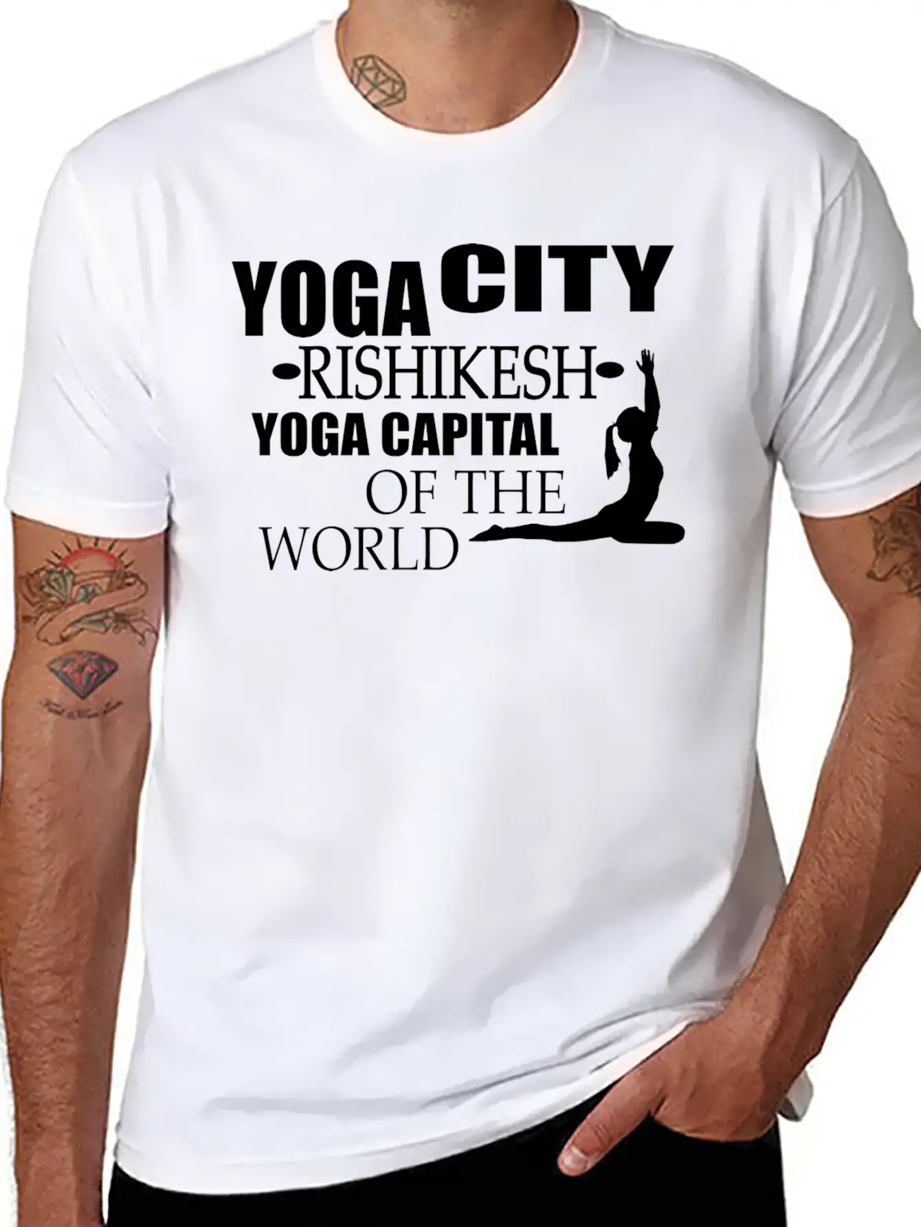 Yoga City Rishikesh Yoga Capital Of The World Lightweight Cotton T-Shirt – Daily Comfort Graphic Shirt