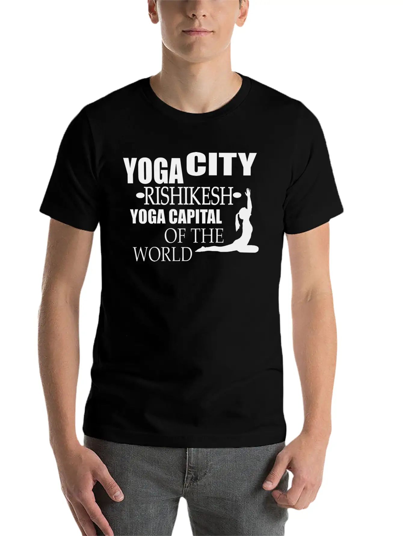 Yoga City Rishikesh Yoga Capital Of The World Lightweight Cotton T-Shirt – Daily Comfort Graphic Shirt