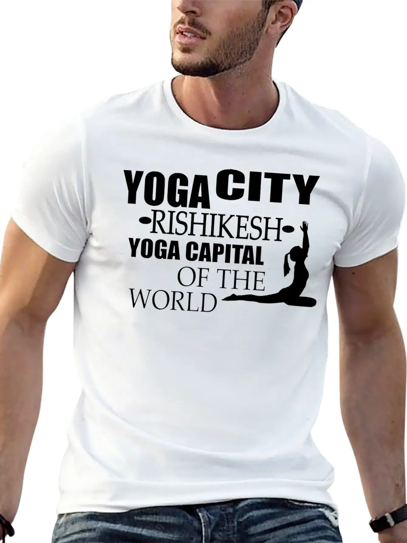 Yoga City Rishikesh Yoga Capital Of The World Lightweight Cotton T-Shirt – Daily Comfort Graphic Shirt