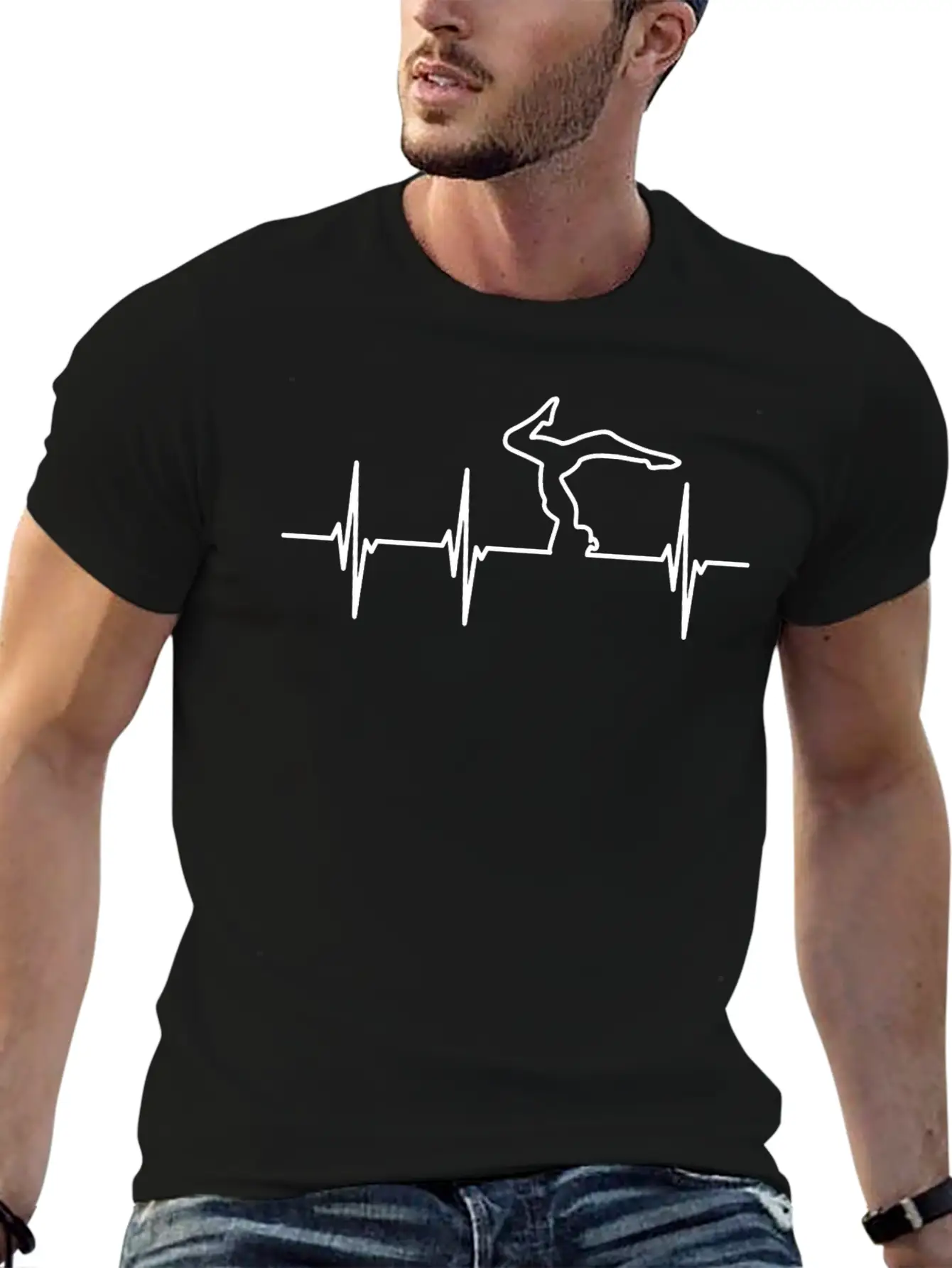Yoga Lover ECG Heartline Stylish Everyday T-Shirt – Unisex Basic Cotton Tee