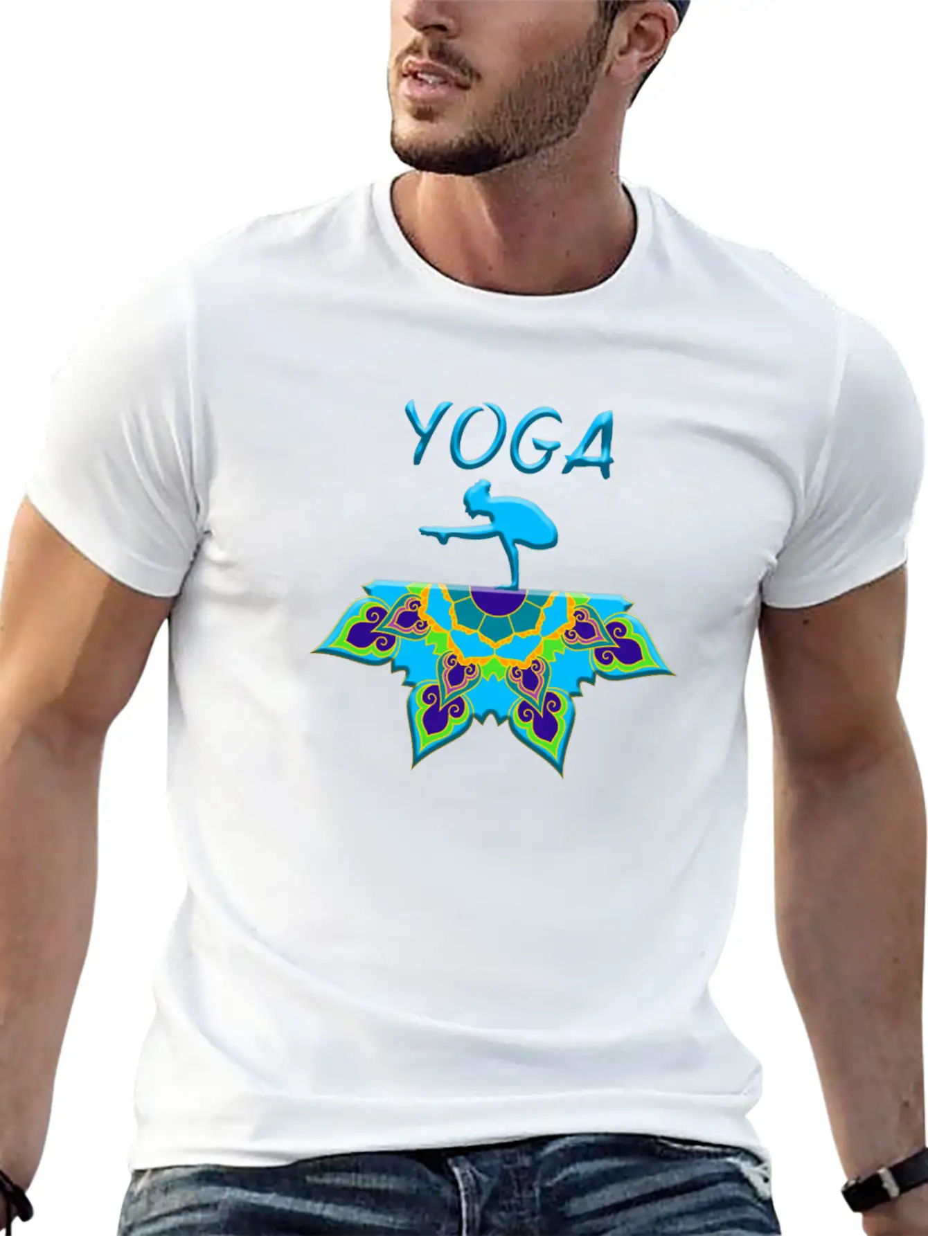 Yoga Woman Mandala Basic Graphic T-Shirt – Daily Comfort In Soft Cotton