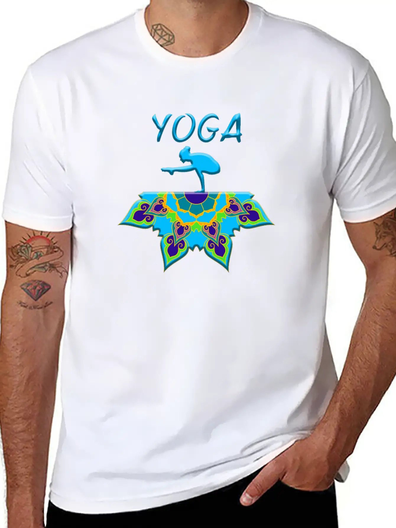 Yoga Woman Mandala Basic Graphic T-Shirt – Daily Comfort In Soft Cotton