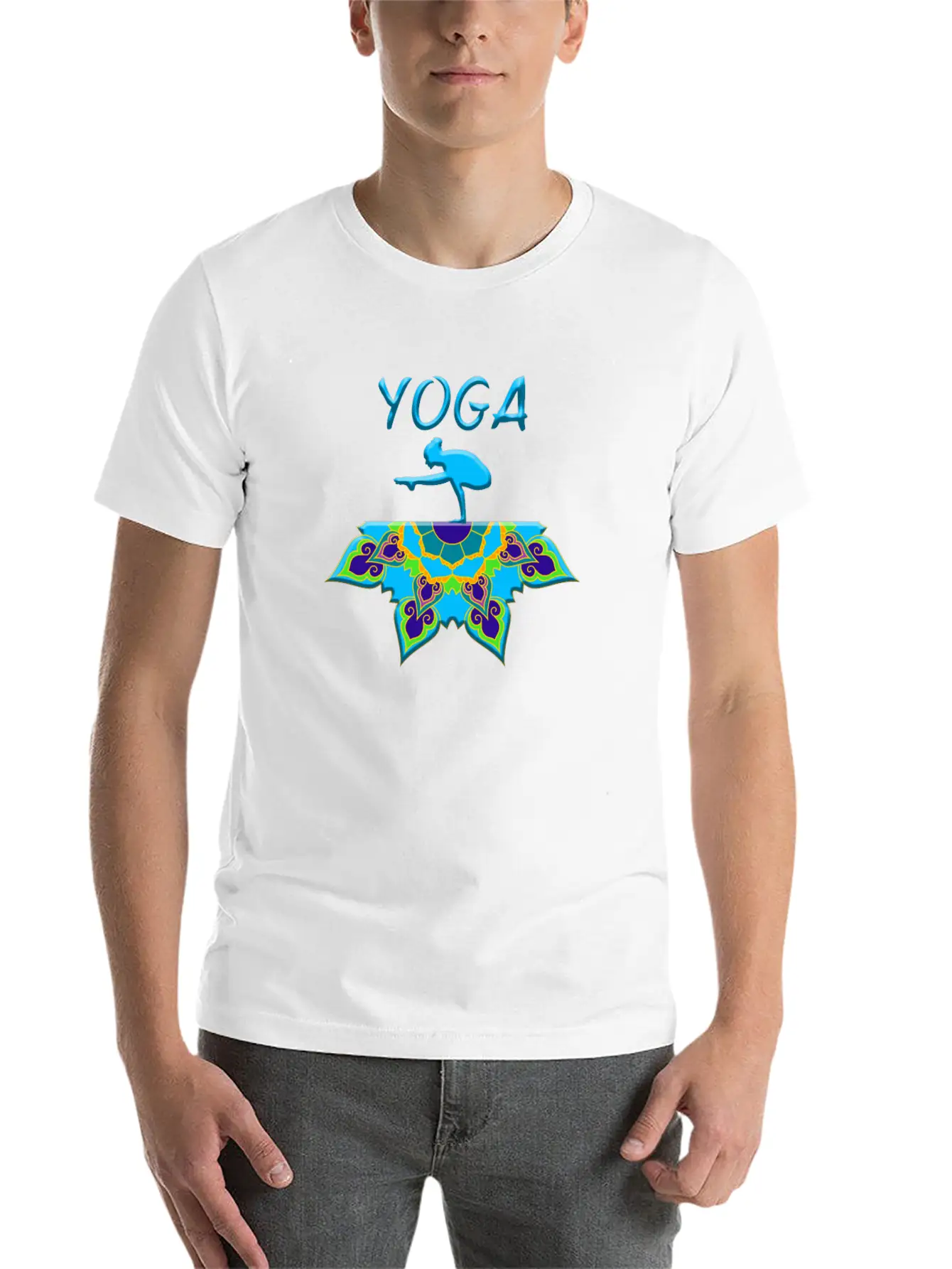 Yoga Woman Mandala Basic Graphic T-Shirt – Daily Comfort In Soft Cotton