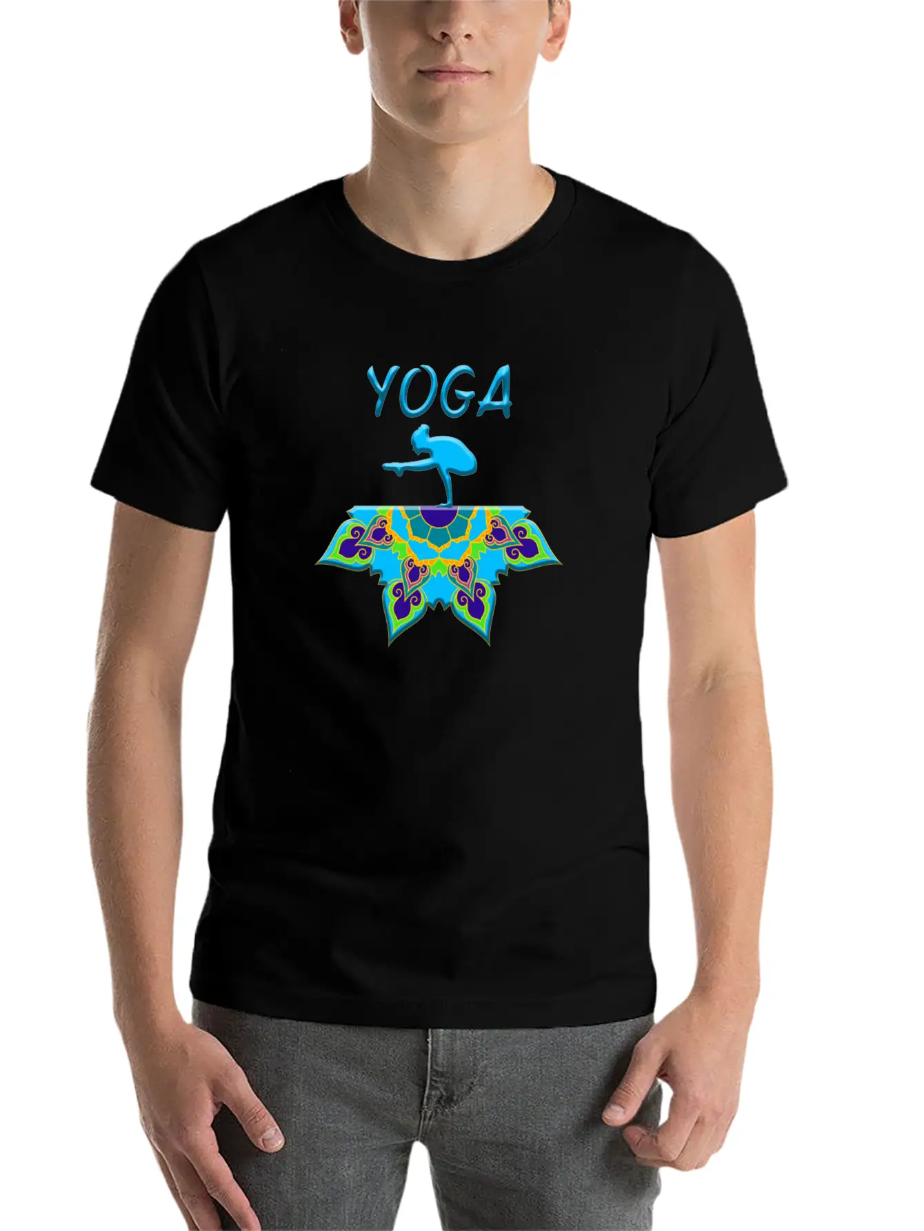 Yoga Woman Mandala Basic Graphic T-Shirt – Daily Comfort In Soft Cotton