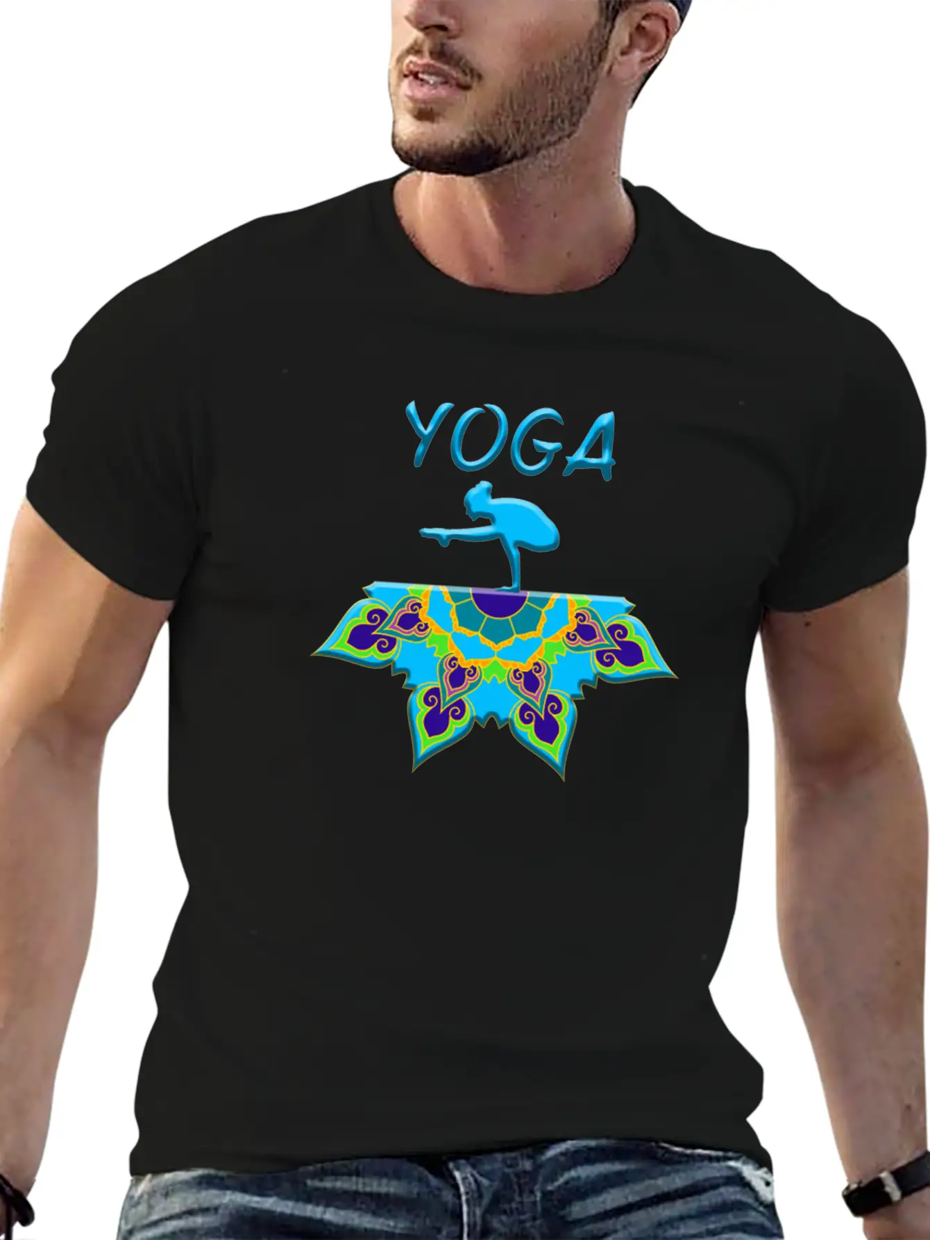 Yoga Woman Mandala Basic Graphic T-Shirt – Daily Comfort In Soft Cotton