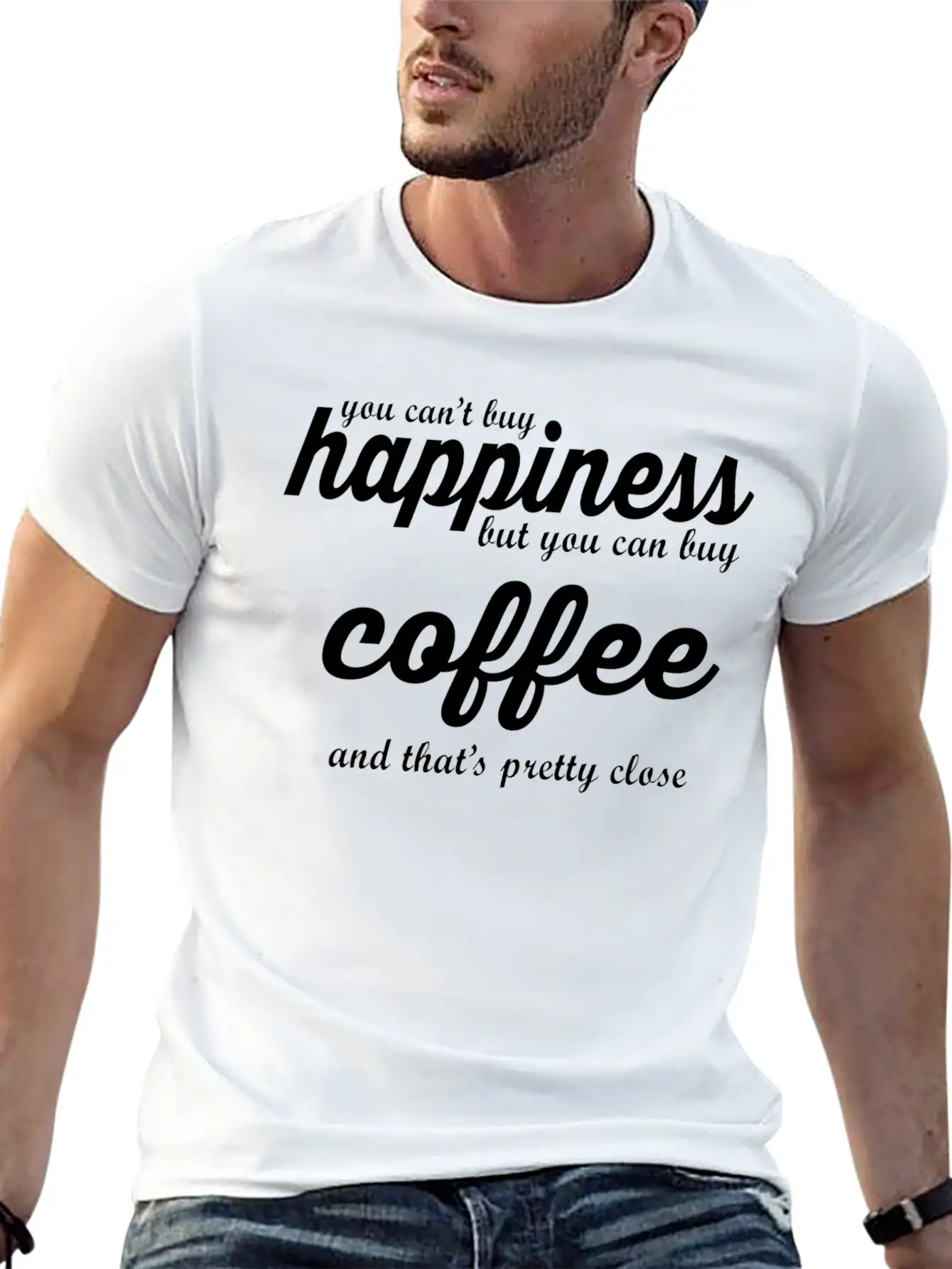 YOU CAN'T BUY HAPPINESS BUT YOU CAN BUY COFFE Essential Cotton Tee For Daily Outfits – Unisex Style
