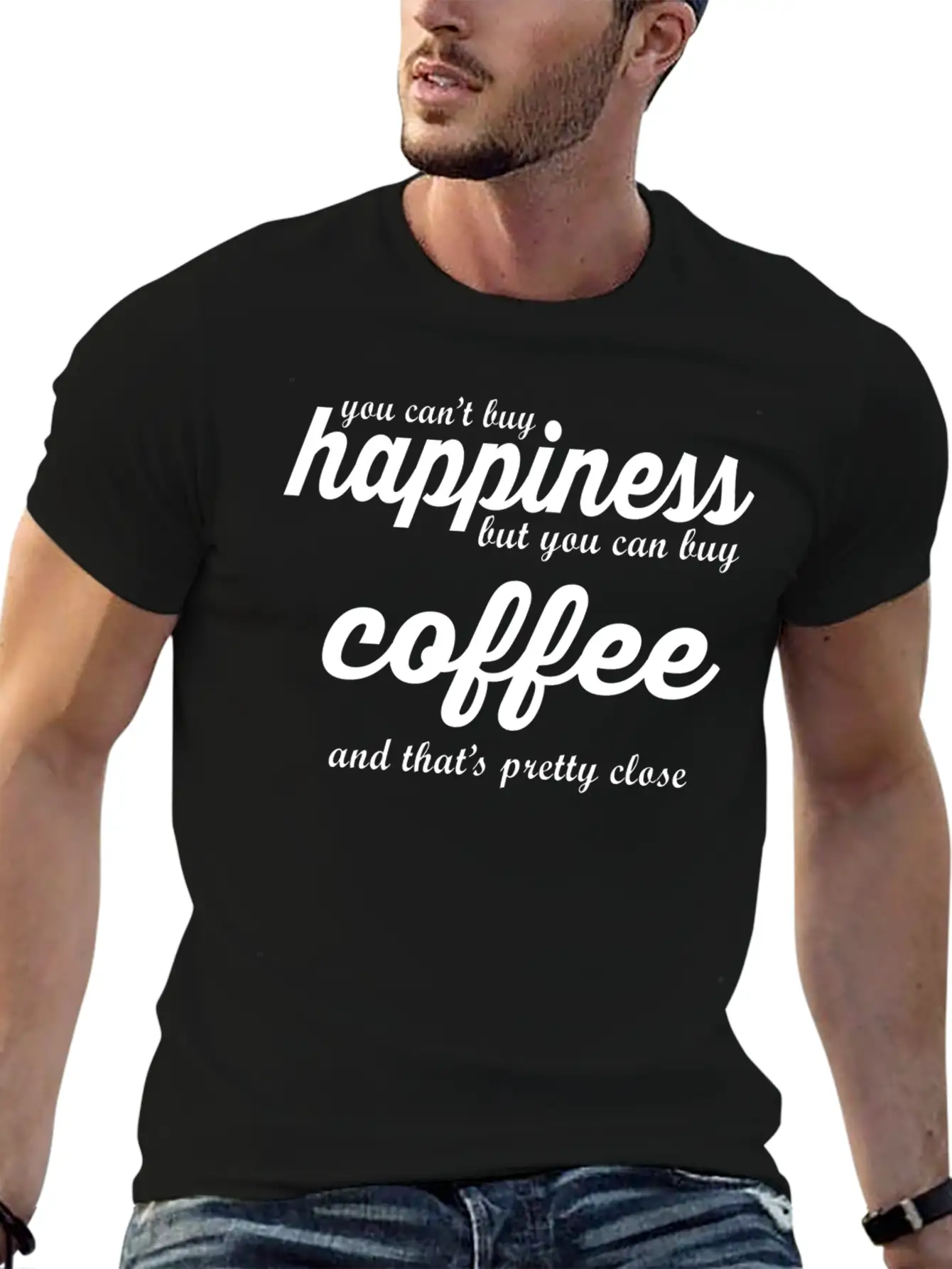YOU CAN'T BUY HAPPINESS BUT YOU CAN BUY COFFE Essential Cotton Tee For Daily Outfits – Unisex Style