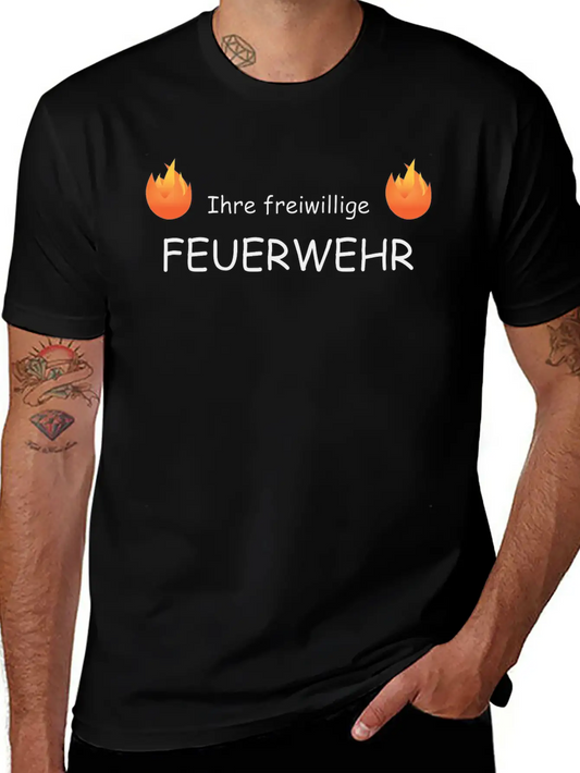 Your Volunteer Fire Department With Flames Relaxed Everyday Tee – Lightweight And Durable Cotton