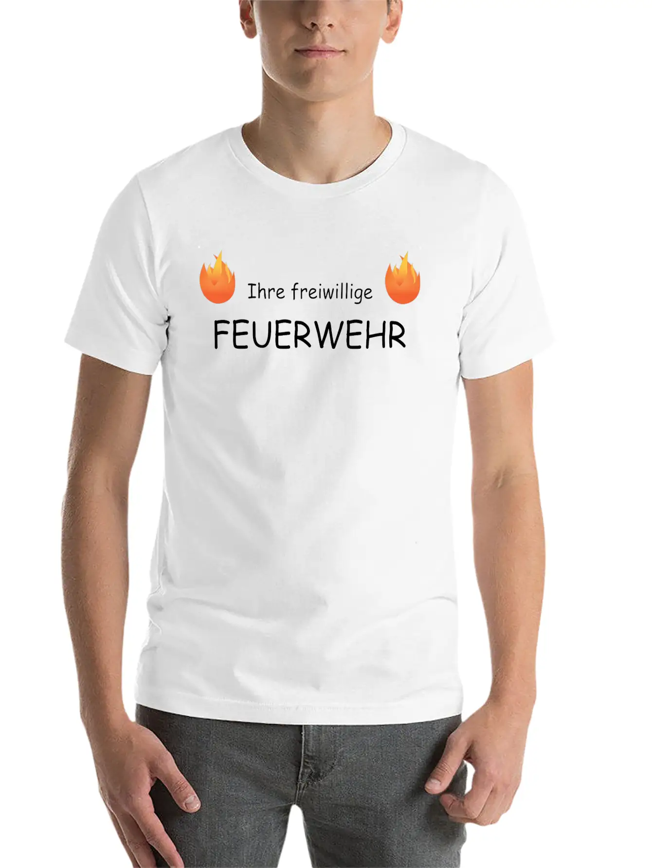 Your Volunteer Fire Department With Flames Relaxed Everyday Tee – Lightweight And Durable Cotton