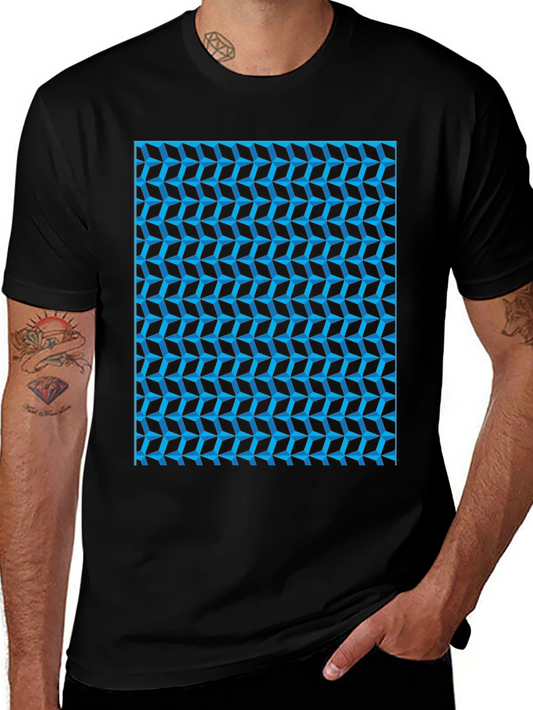 Abstract Geometric Print Black T-Shirt