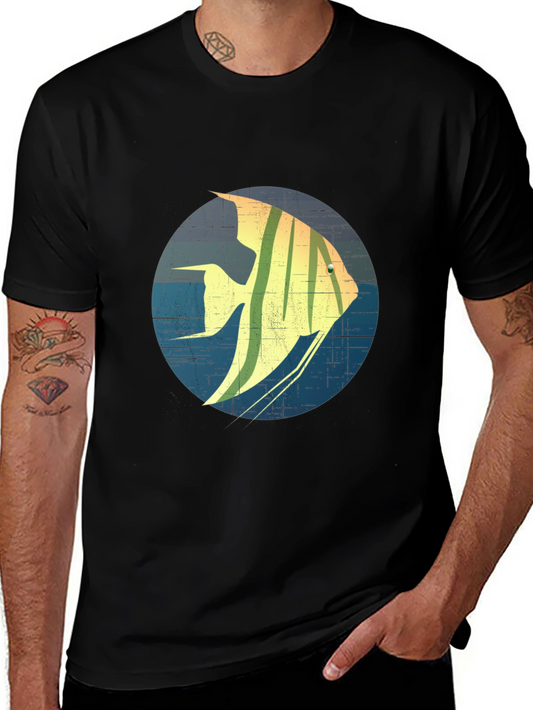 Angelfish Graphic Print Black T-Shirt