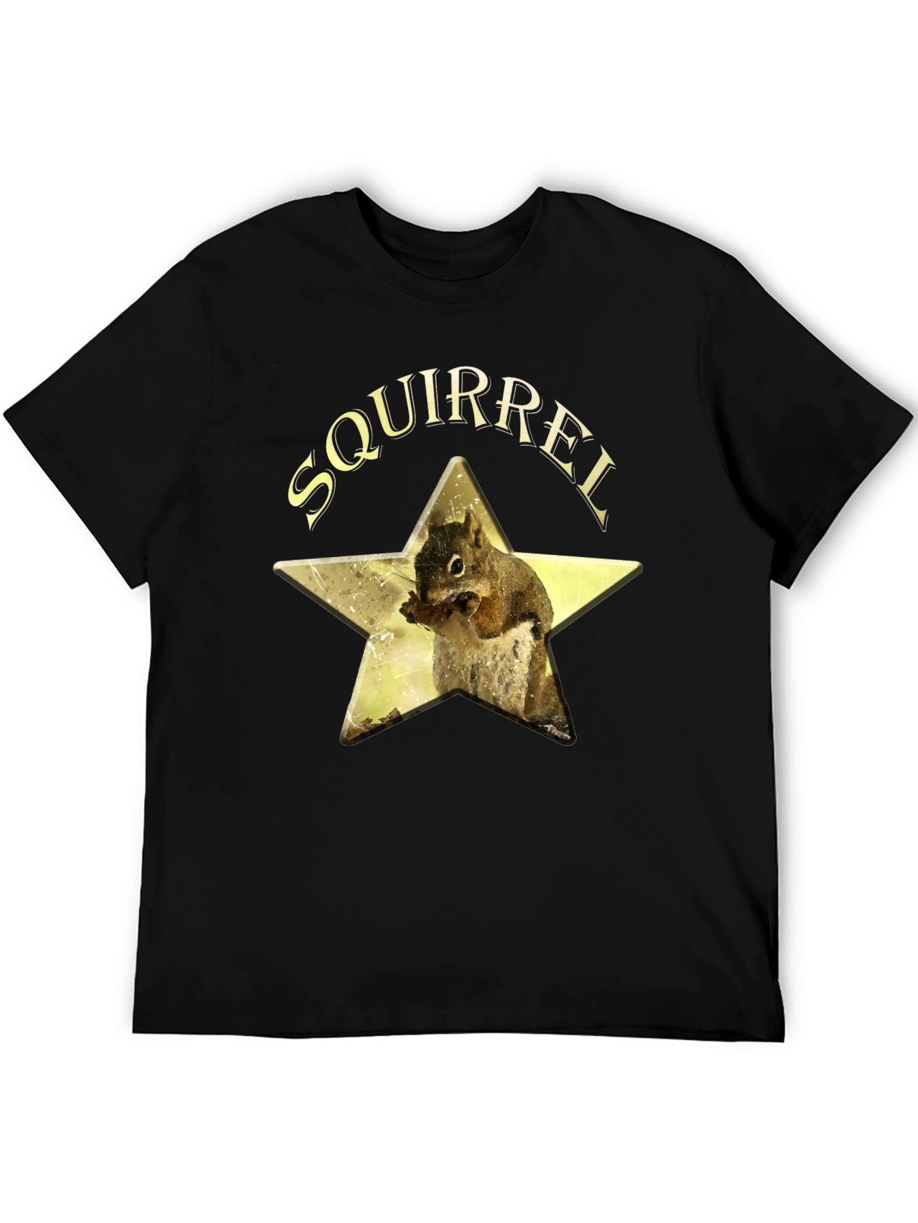 Squirrel Star Graphic T-Shirt - Black