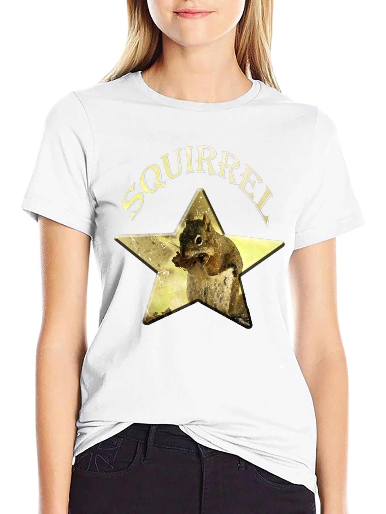 Squirrel Star Graphic T-Shirt - Black