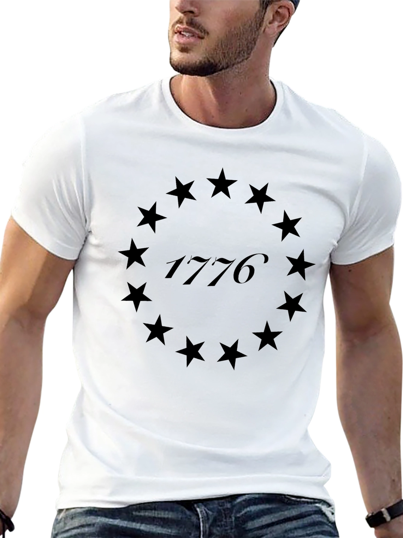1776 Star Circle Graphic T-Shirt - Patriotic Design