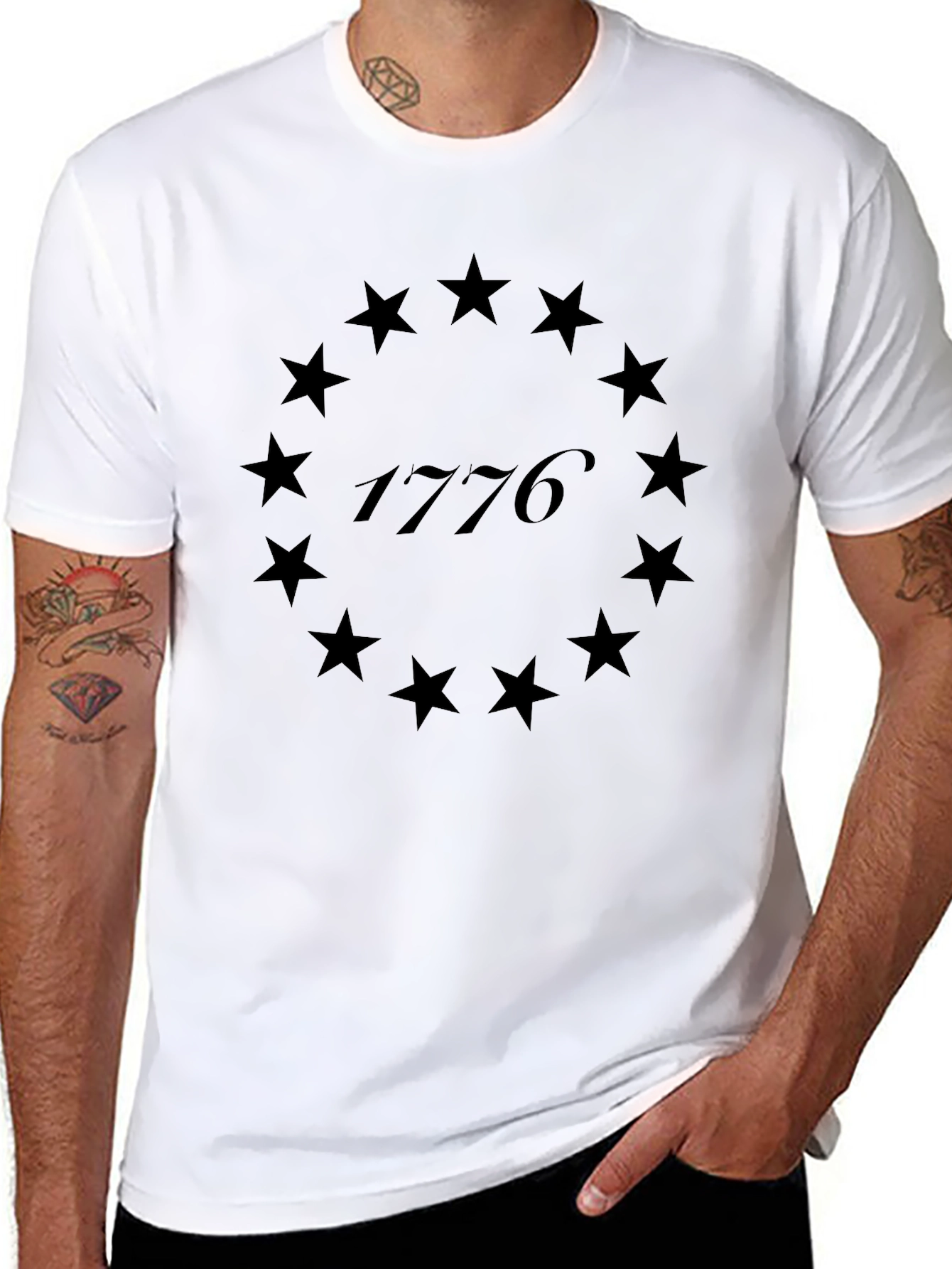 1776 Star Circle Graphic T-Shirt - Patriotic Design