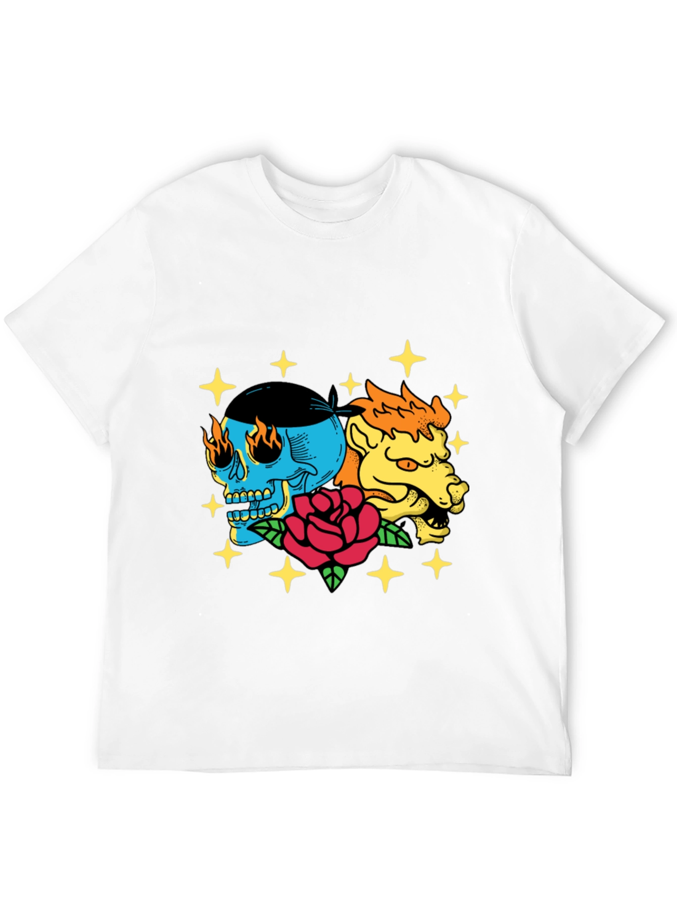 Skull & Beast Graphic Tee - Black Cotton T-Shirt