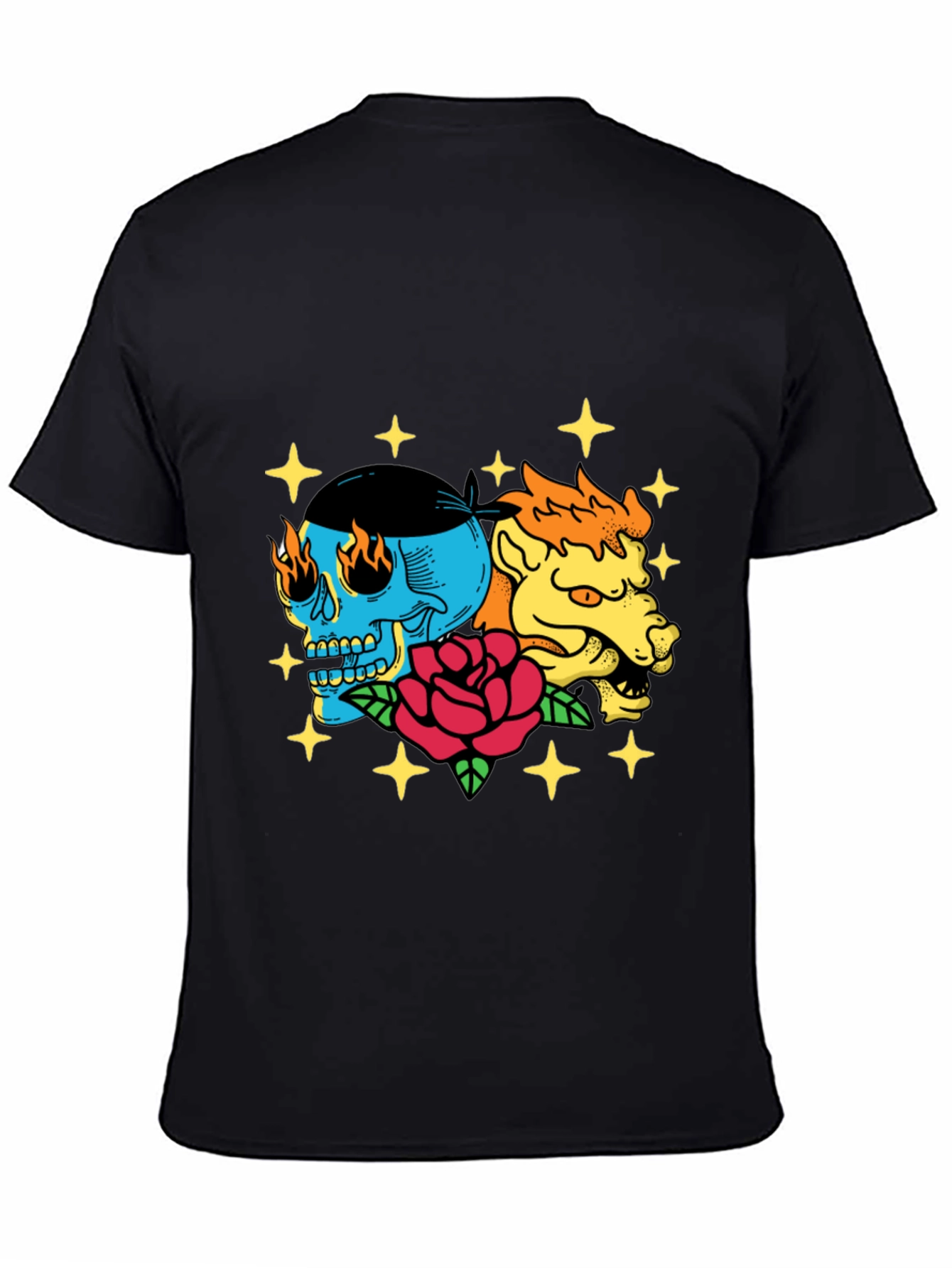 Skull & Beast Graphic Tee - Black Cotton T-Shirt