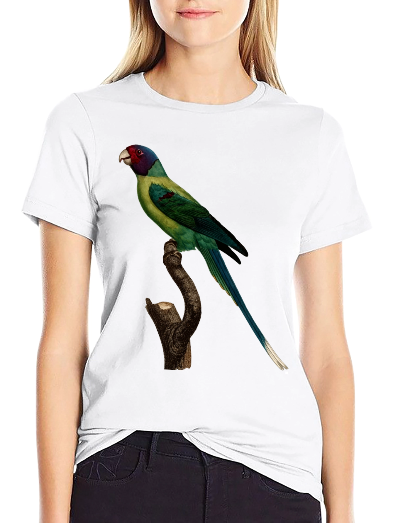 Parrot Print Black T-Shirt - Unique Bird Graphic Tee