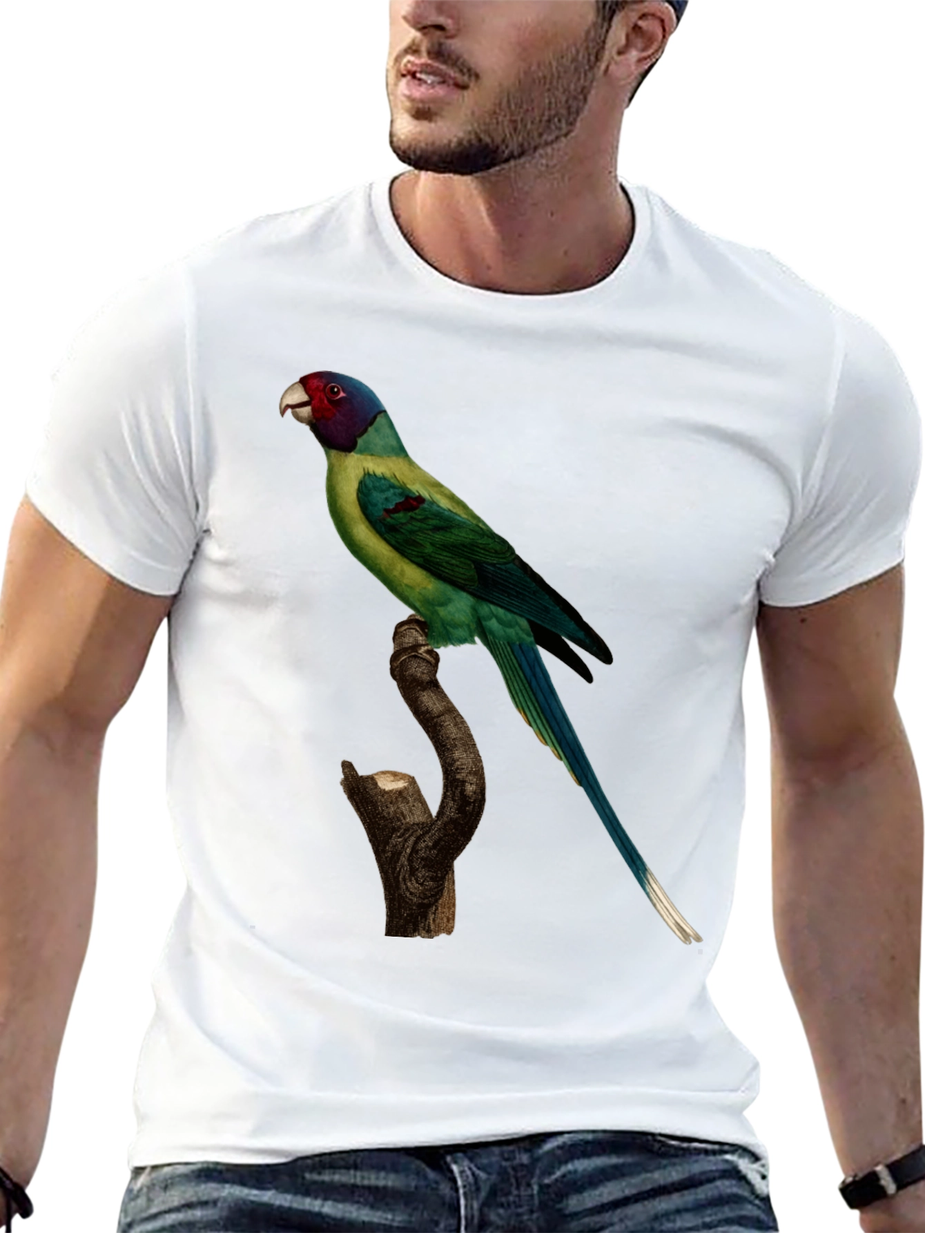 Parrot Print Black T-Shirt - Unique Bird Graphic Tee
