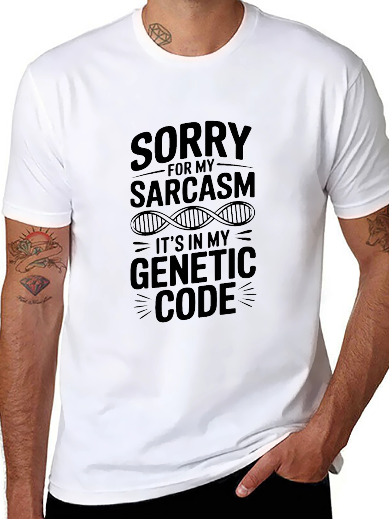 Sarcasm Genetic Code Black Graphic Tee