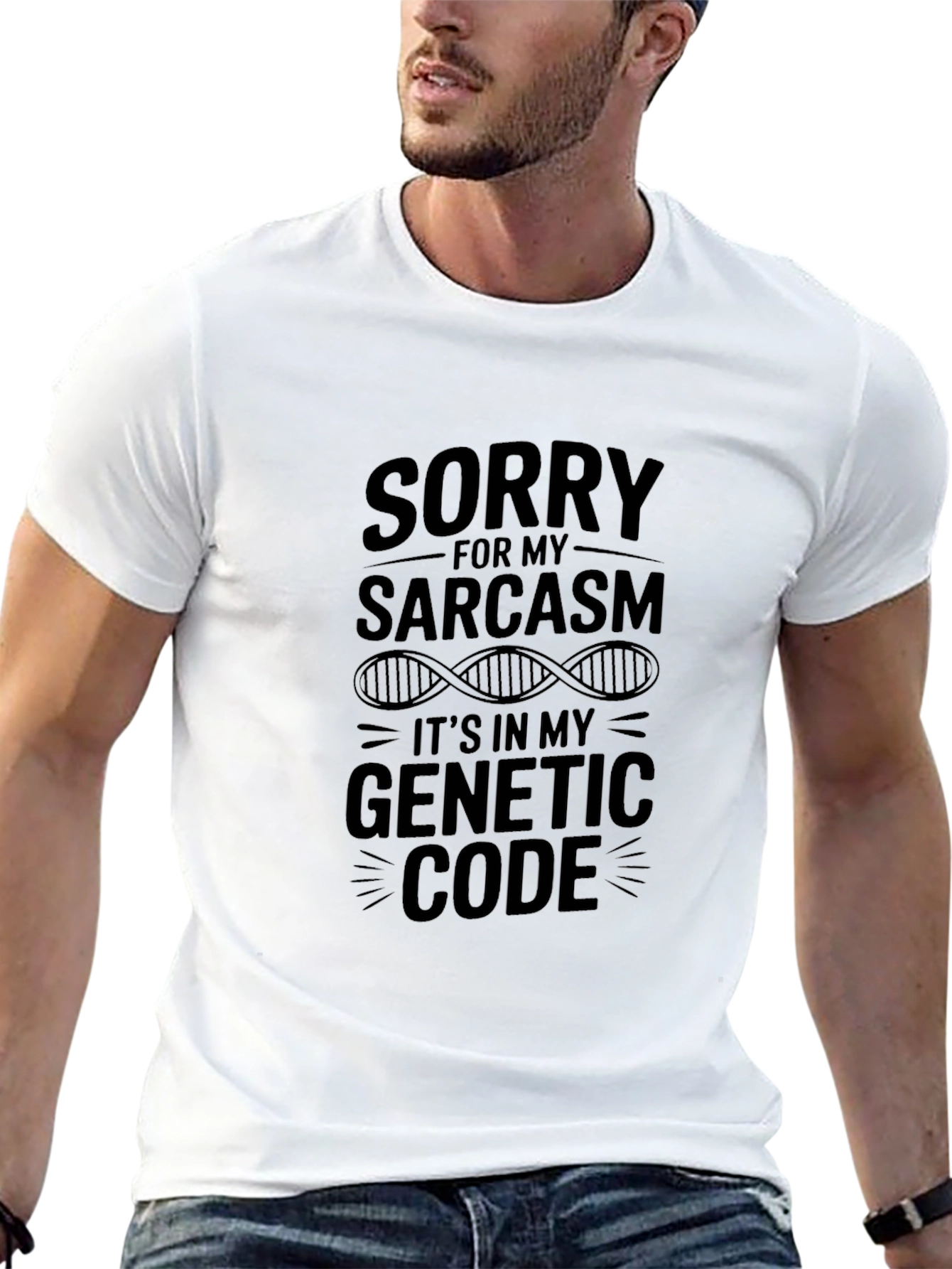 Sarcasm Genetic Code Black Graphic Tee