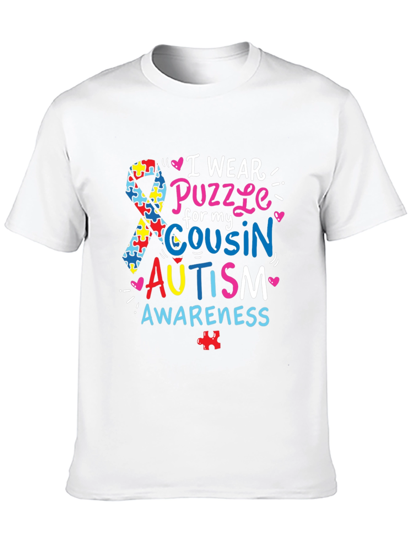 Autism Awareness T-Shirt - Puzzle Ribbon Design