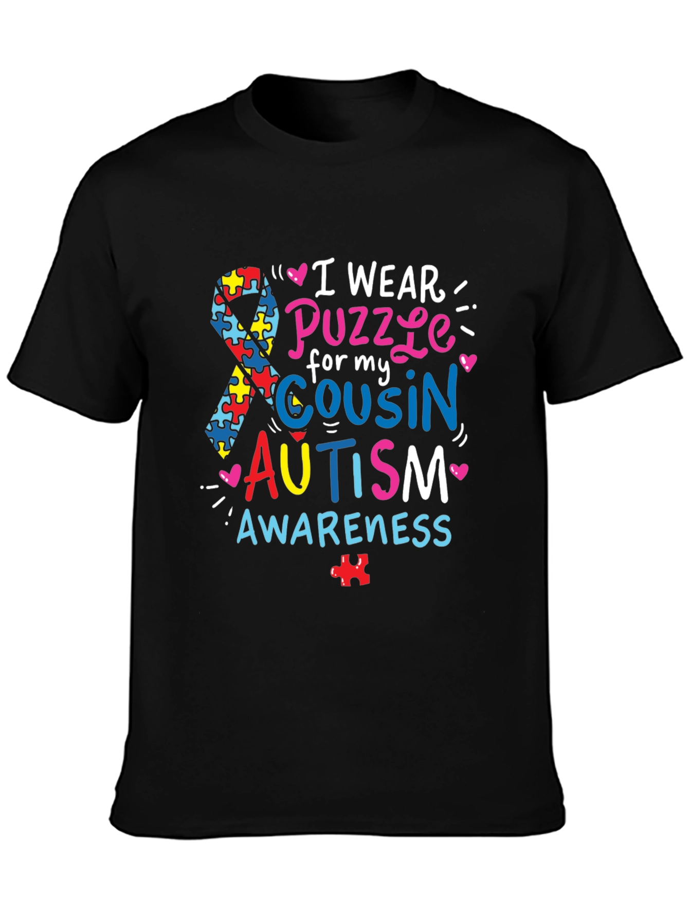 Autism Awareness T-Shirt - Puzzle Ribbon Design