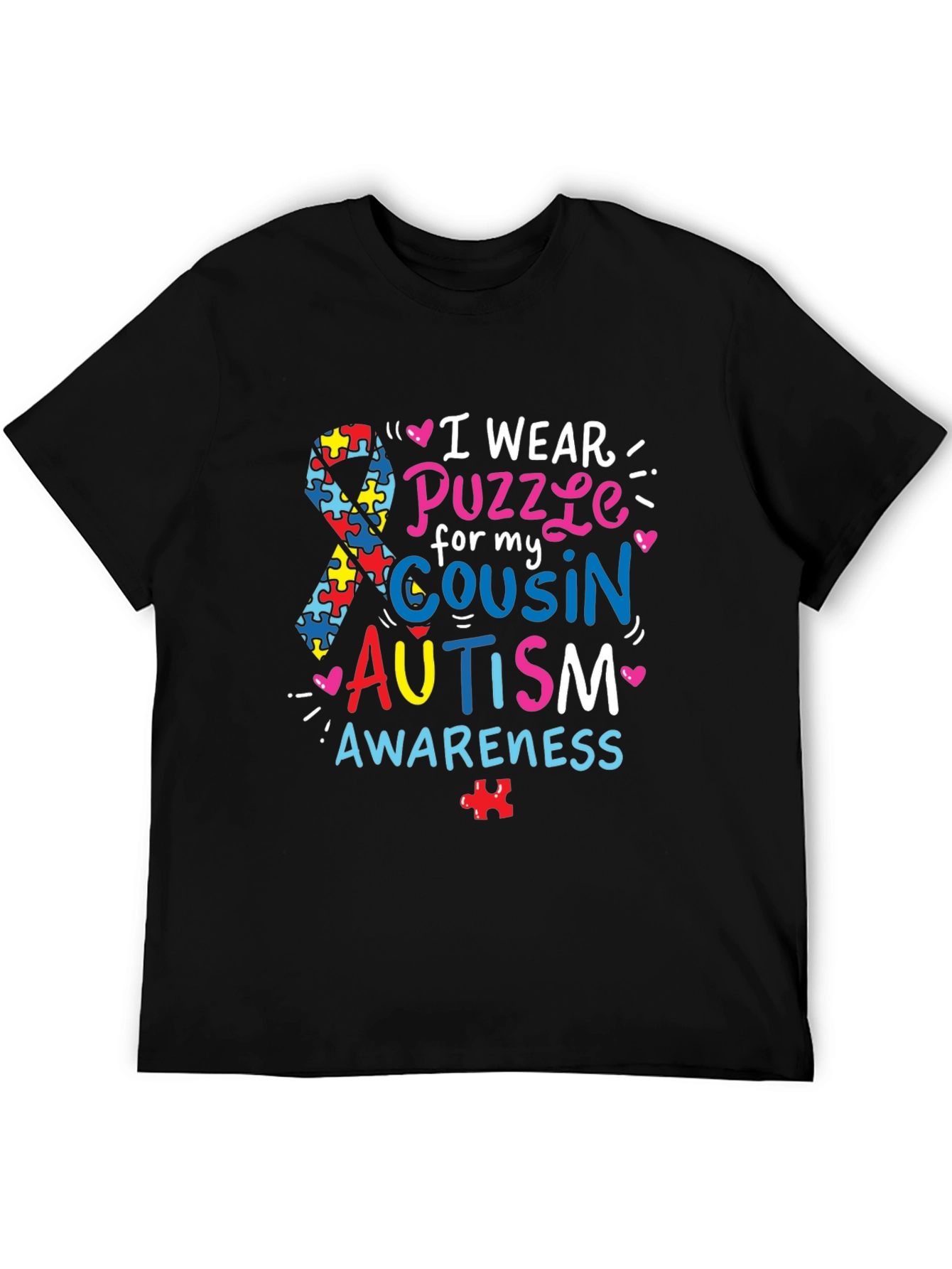 Autism Awareness T-Shirt - Puzzle Ribbon Design