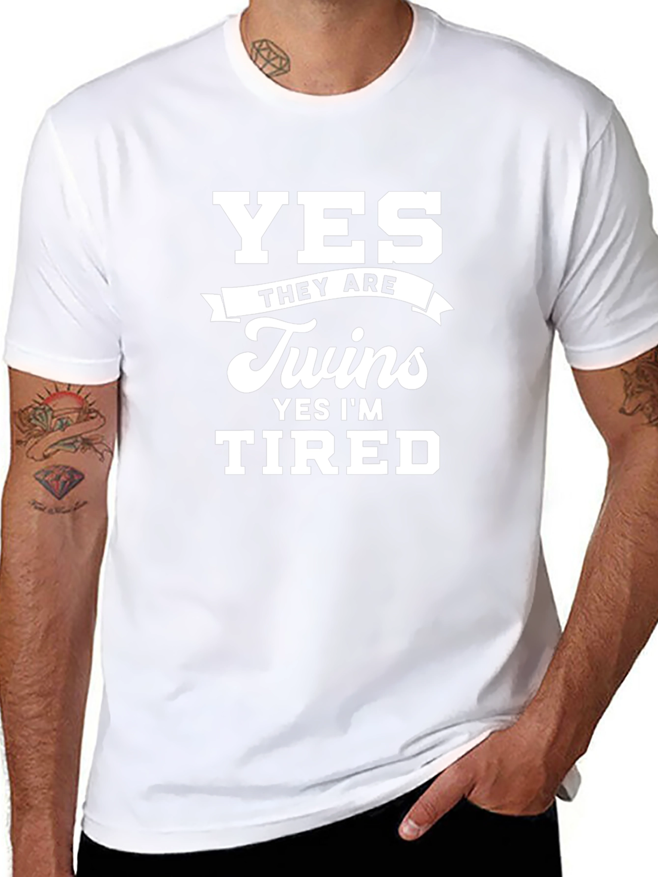 Yes Twins Tired T-Shirt - New Parent Humor