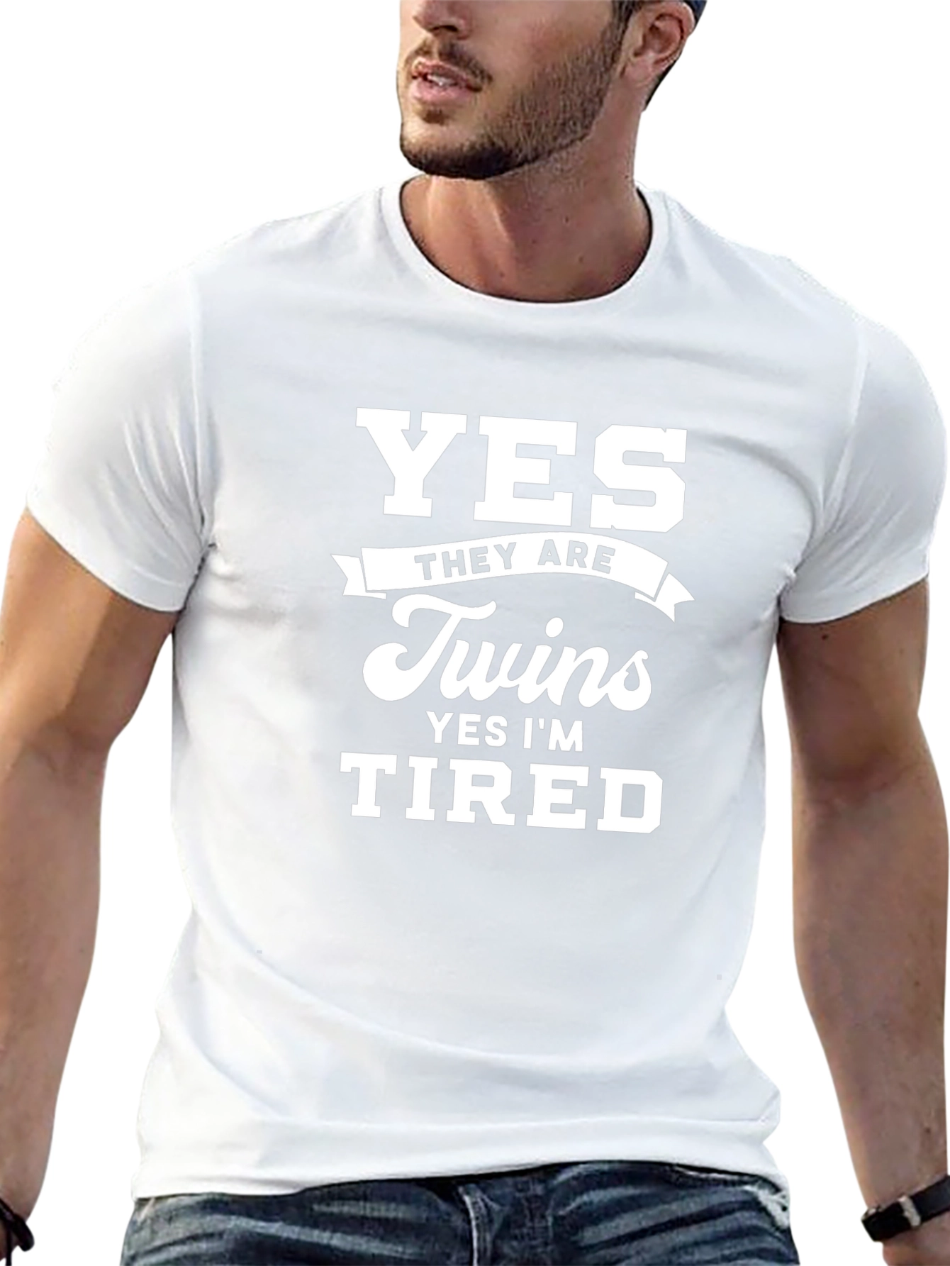 Yes Twins Tired T-Shirt - New Parent Humor