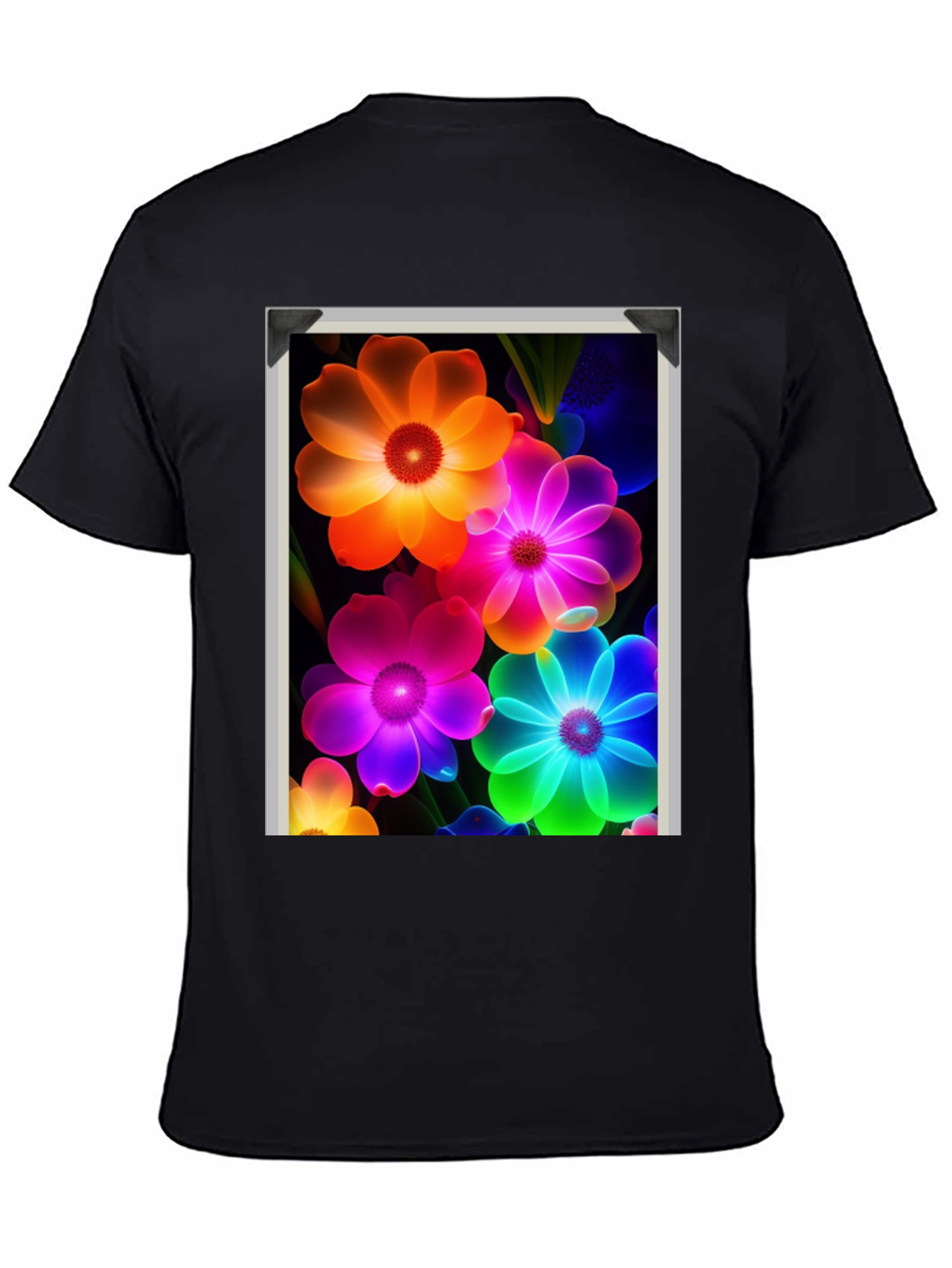 Vibrant Floral Graphic Black T-Shirt