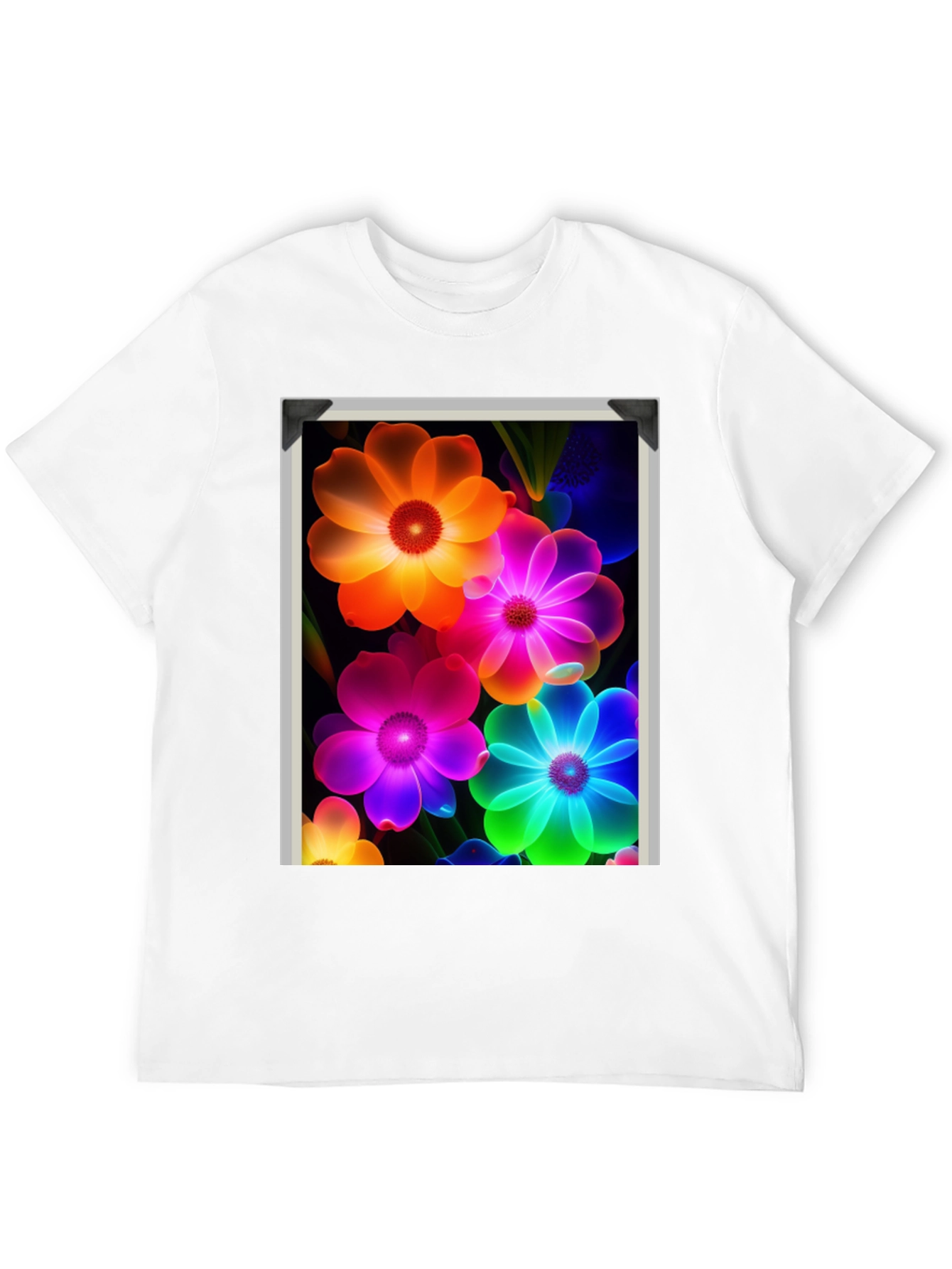 Vibrant Floral Graphic Black T-Shirt