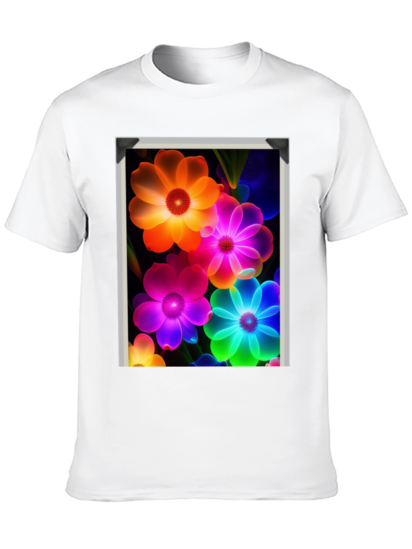 Vibrant Floral Graphic Black T-Shirt