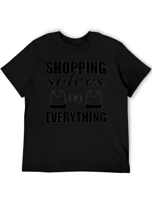 Shopping Solves Everything Funny Graphic T-Shirt