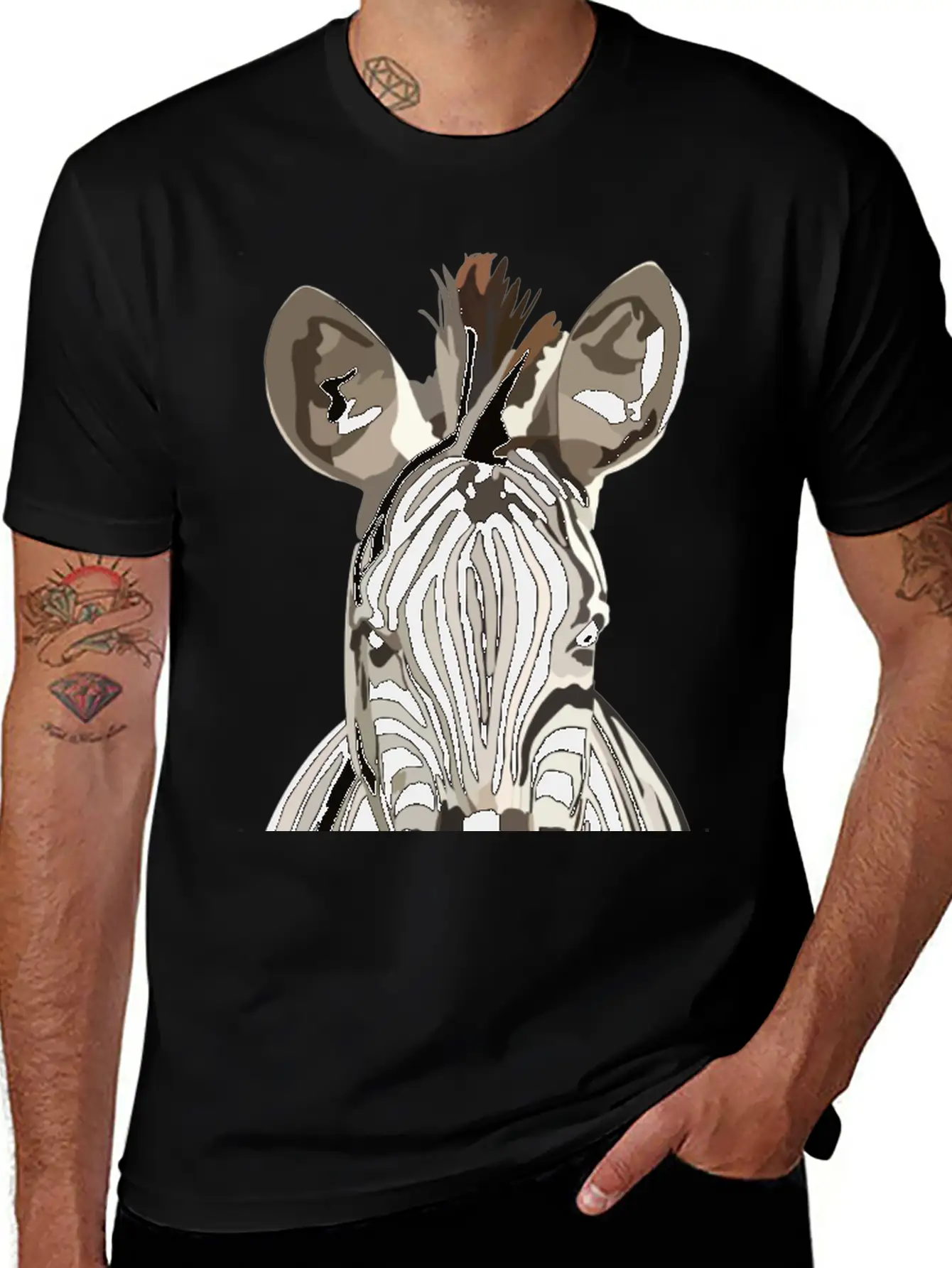 Zebra Hand Drawn Digital Art Painting Unisex Casual T-Shirt – Clean Design For Daily Comfort