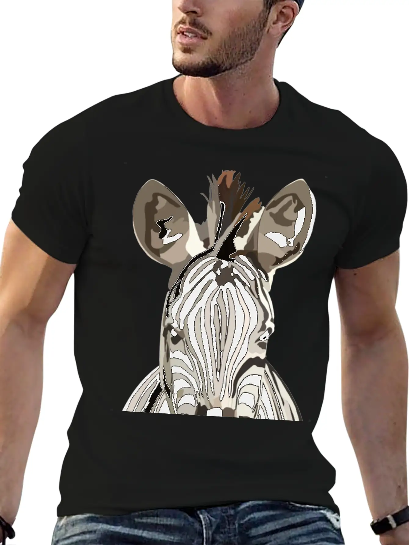 Zebra Hand Drawn Digital Art Painting Unisex Casual T-Shirt – Clean Design For Daily Comfort