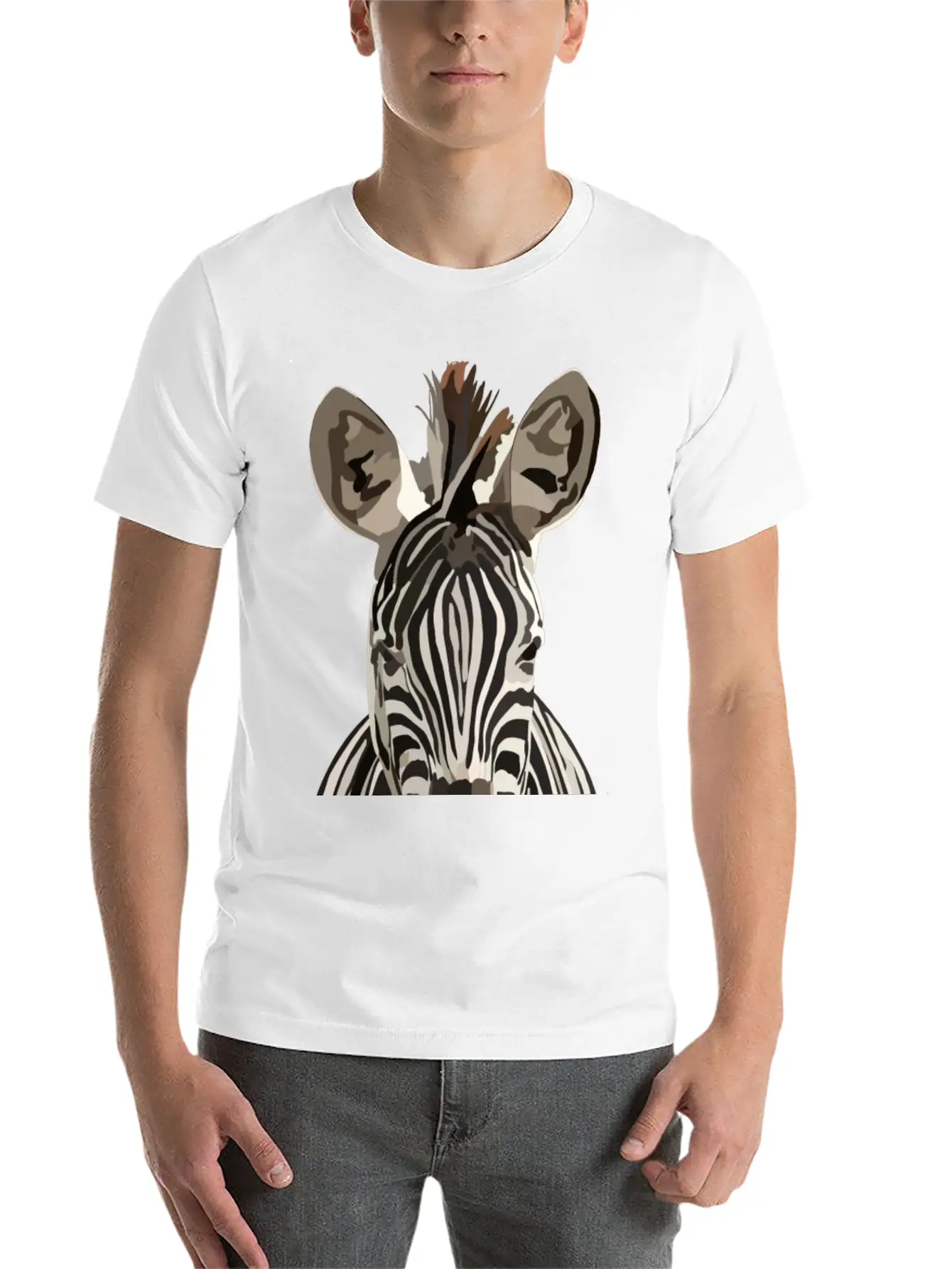 Zebra Hand Drawn Digital Art Painting Unisex Casual T-Shirt – Clean Design For Daily Comfort