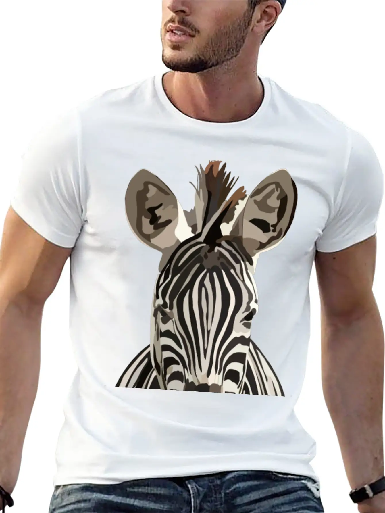 Zebra Hand Drawn Digital Art Painting Unisex Casual T-Shirt – Clean Design For Daily Comfort
