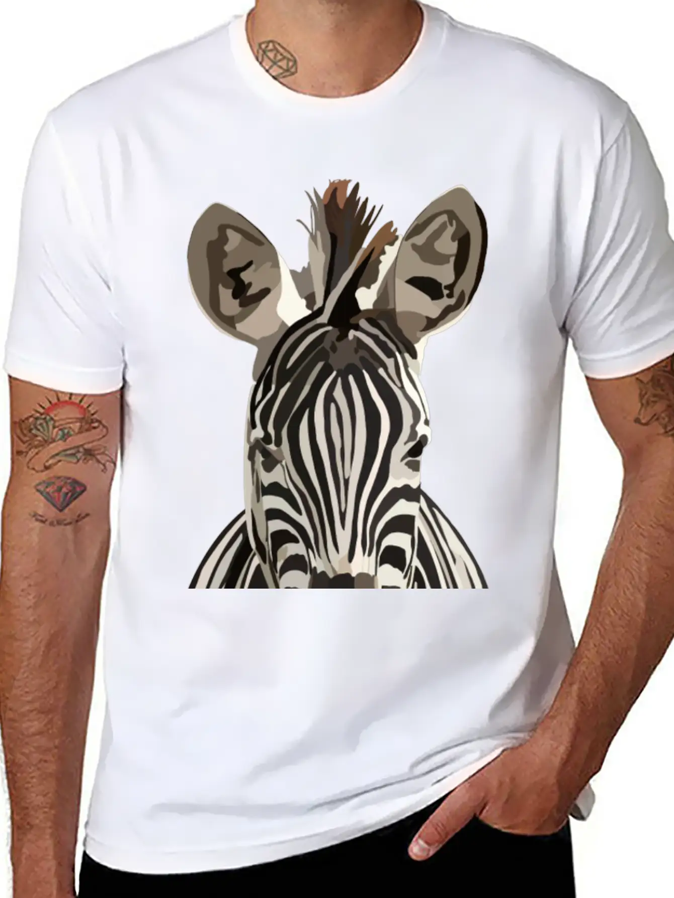 Zebra Hand Drawn Digital Art Painting Unisex Casual T-Shirt – Clean Design For Daily Comfort