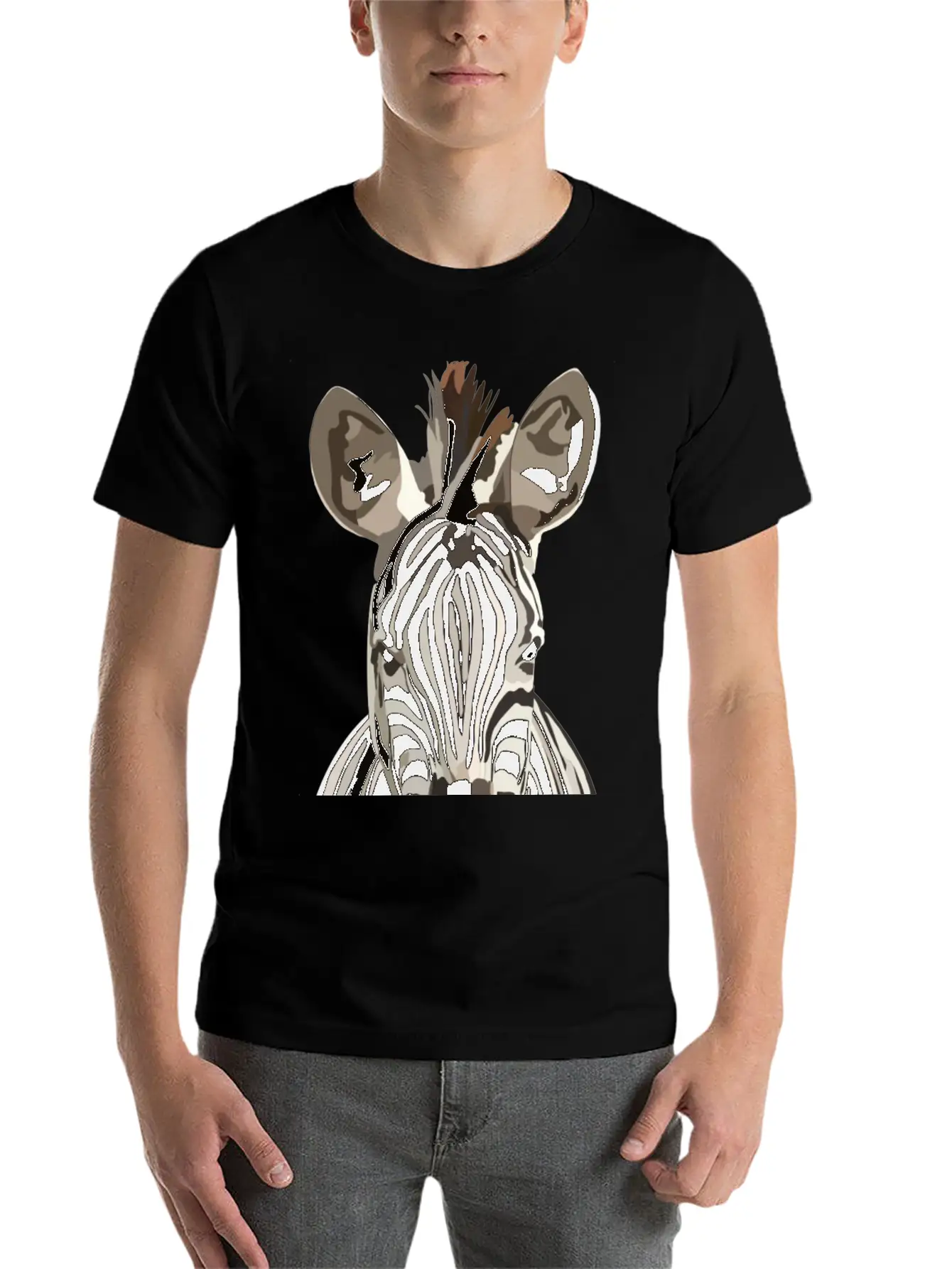 Zebra Hand Drawn Digital Art Painting Unisex Casual T-Shirt – Clean Design For Daily Comfort