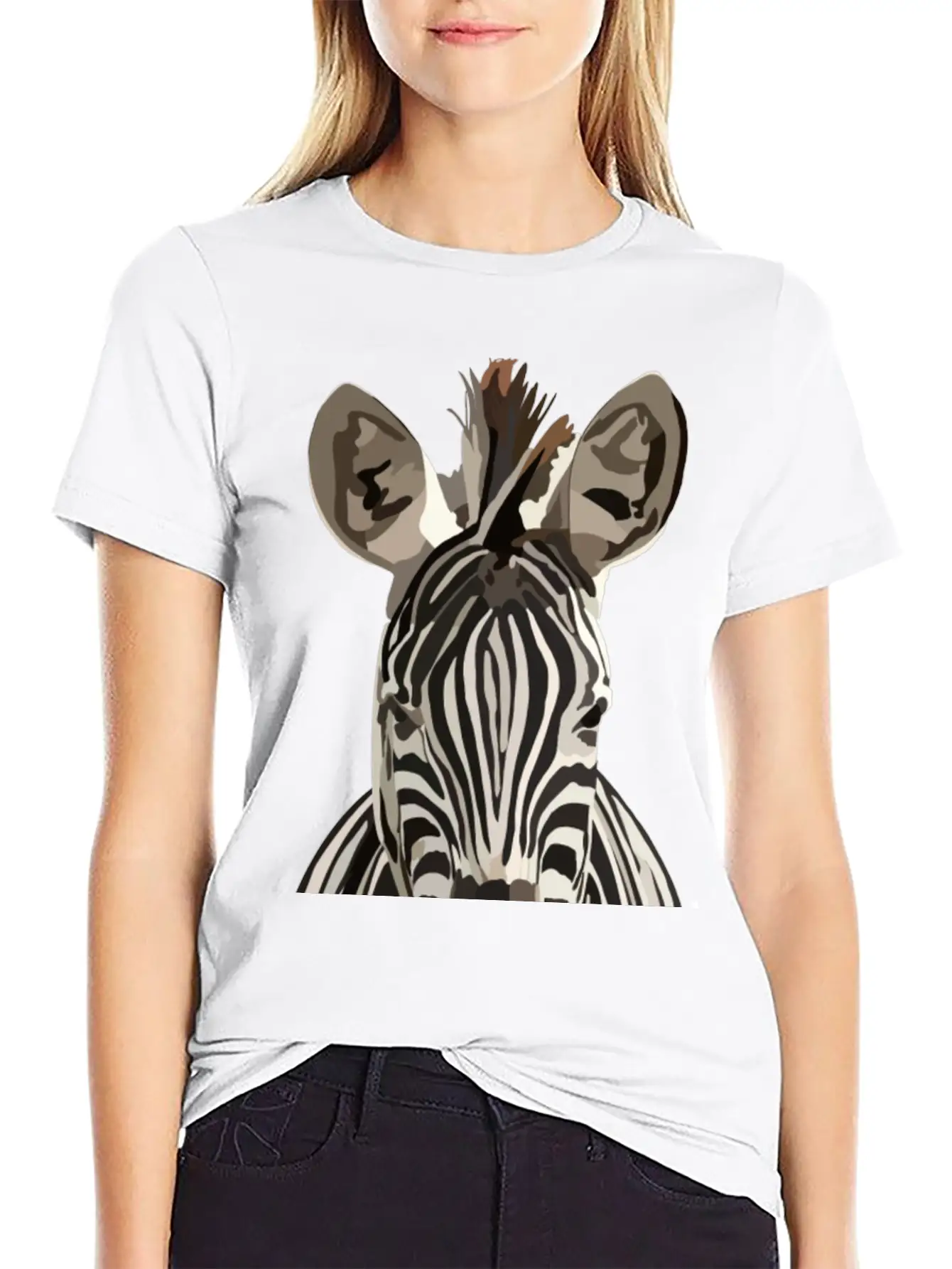 Zebra Hand Drawn Digital Art Painting Unisex Casual T-Shirt – Clean Design For Daily Comfort