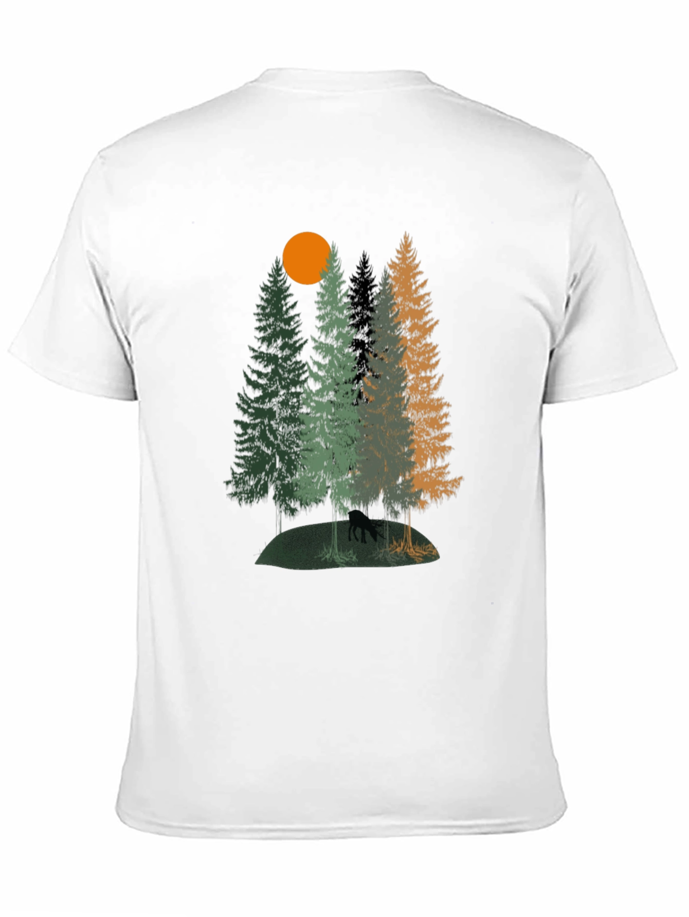 Nature Scene Graphic Tee - Black Cotton T-Shirt
