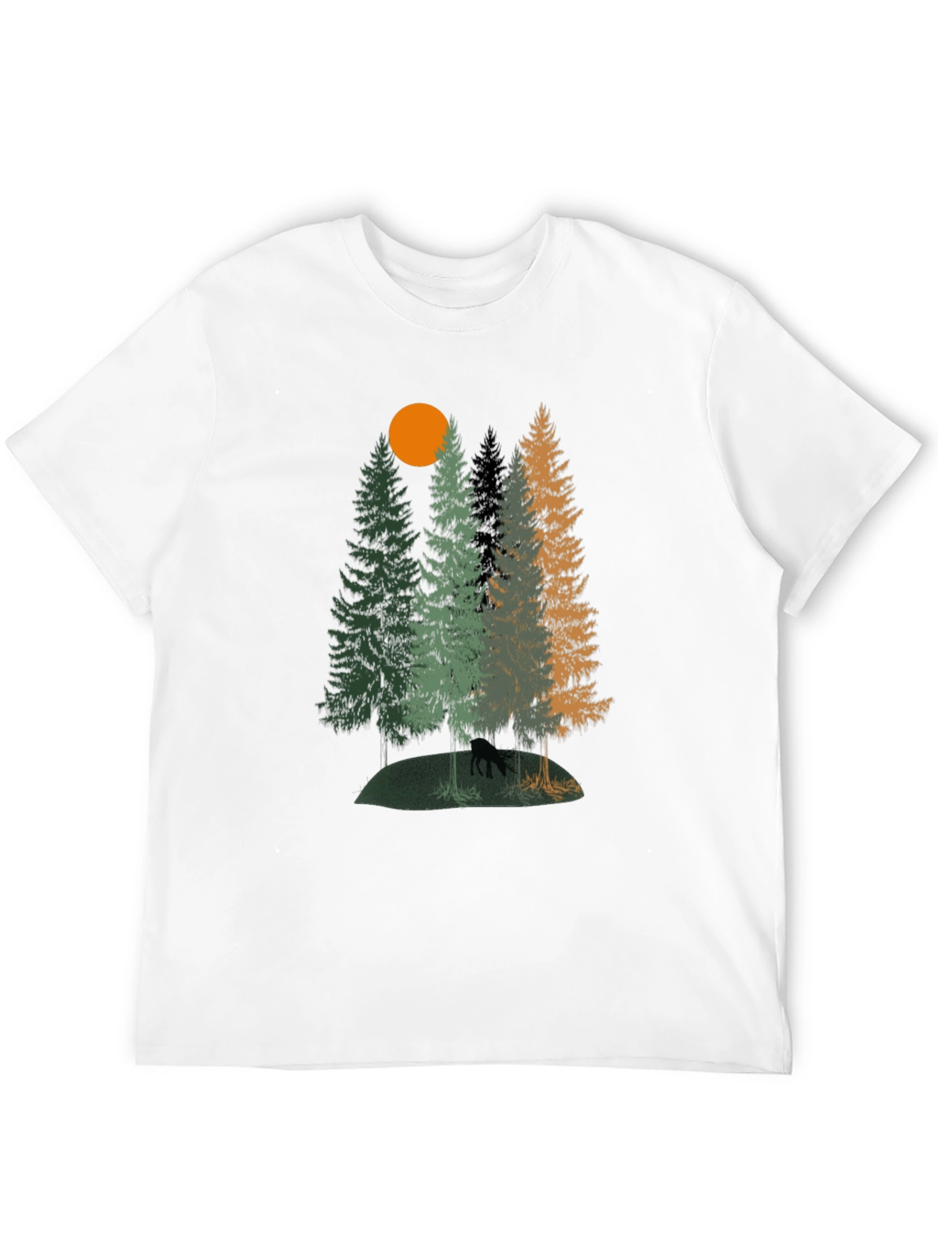Nature Scene Graphic Tee - Black Cotton T-Shirt