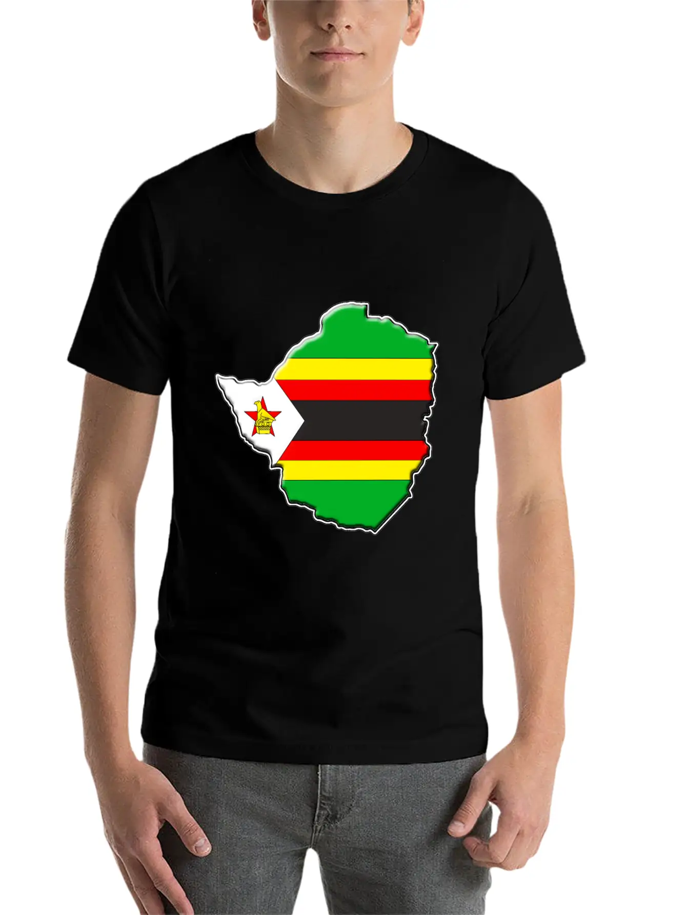 Zimbabwe Flag Map Lightweight Cotton T-Shirt – Daily Comfort Graphic Shirt