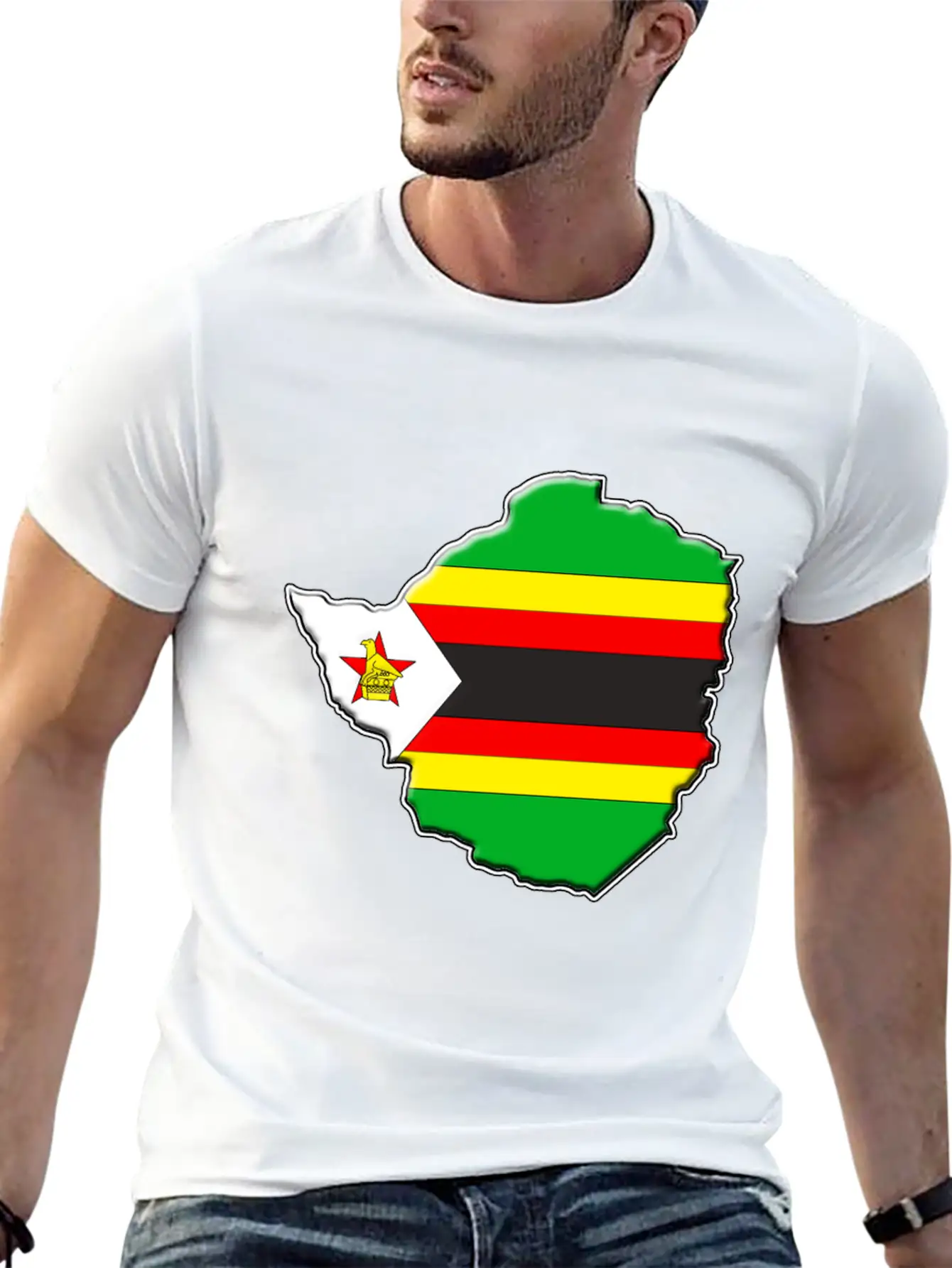 Zimbabwe Flag Map Lightweight Cotton T-Shirt – Daily Comfort Graphic Shirt