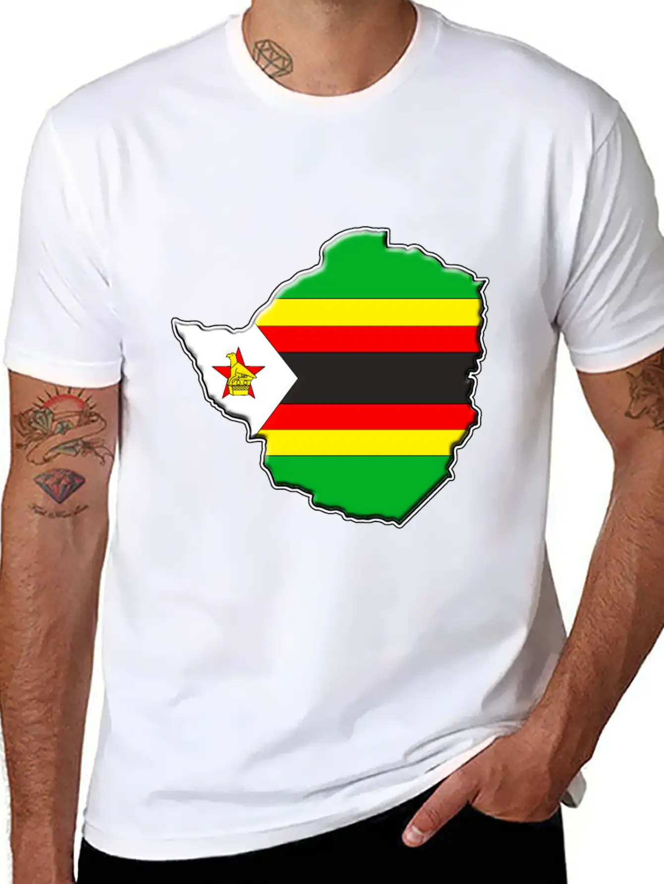 Zimbabwe Flag Map Lightweight Cotton T-Shirt – Daily Comfort Graphic Shirt