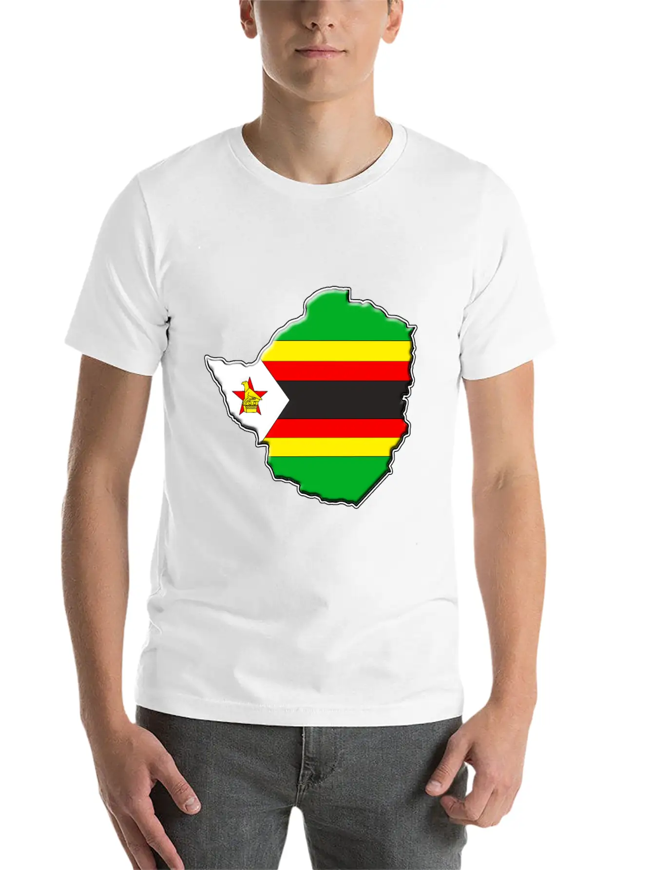 Zimbabwe Flag Map Lightweight Cotton T-Shirt – Daily Comfort Graphic Shirt