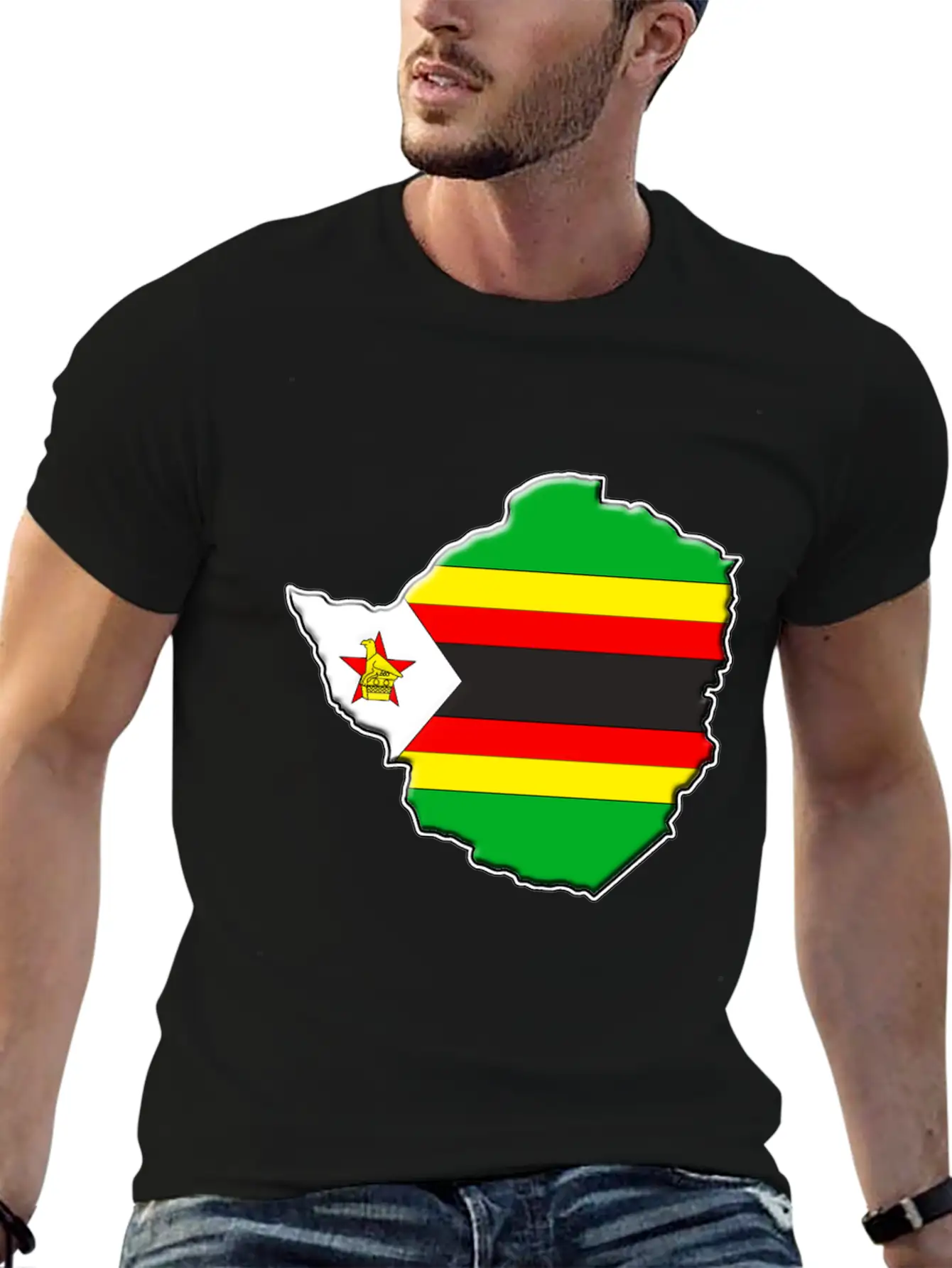 Zimbabwe Flag Map Lightweight Cotton T-Shirt – Daily Comfort Graphic Shirt