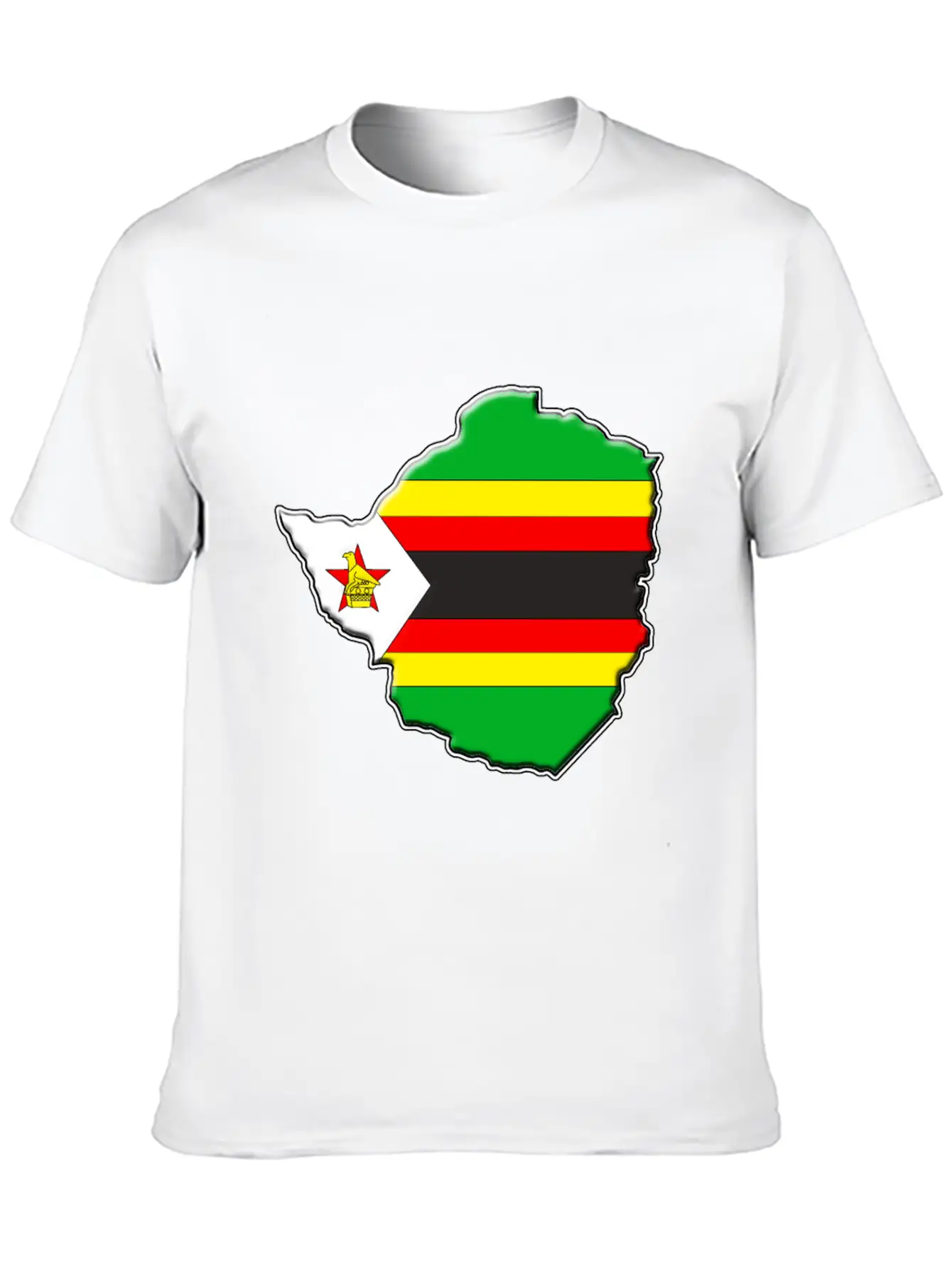 Zimbabwe Flag Map Lightweight Cotton T-Shirt – Daily Comfort Graphic Shirt